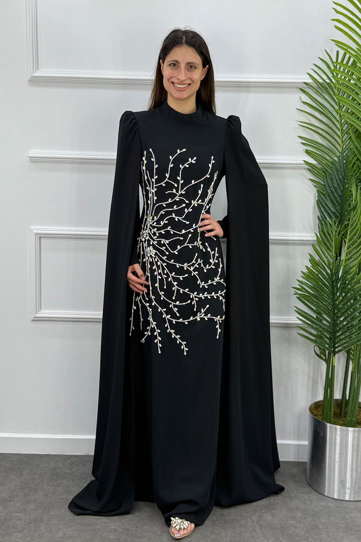 Hacer Tesettür Abiye - SİYAH