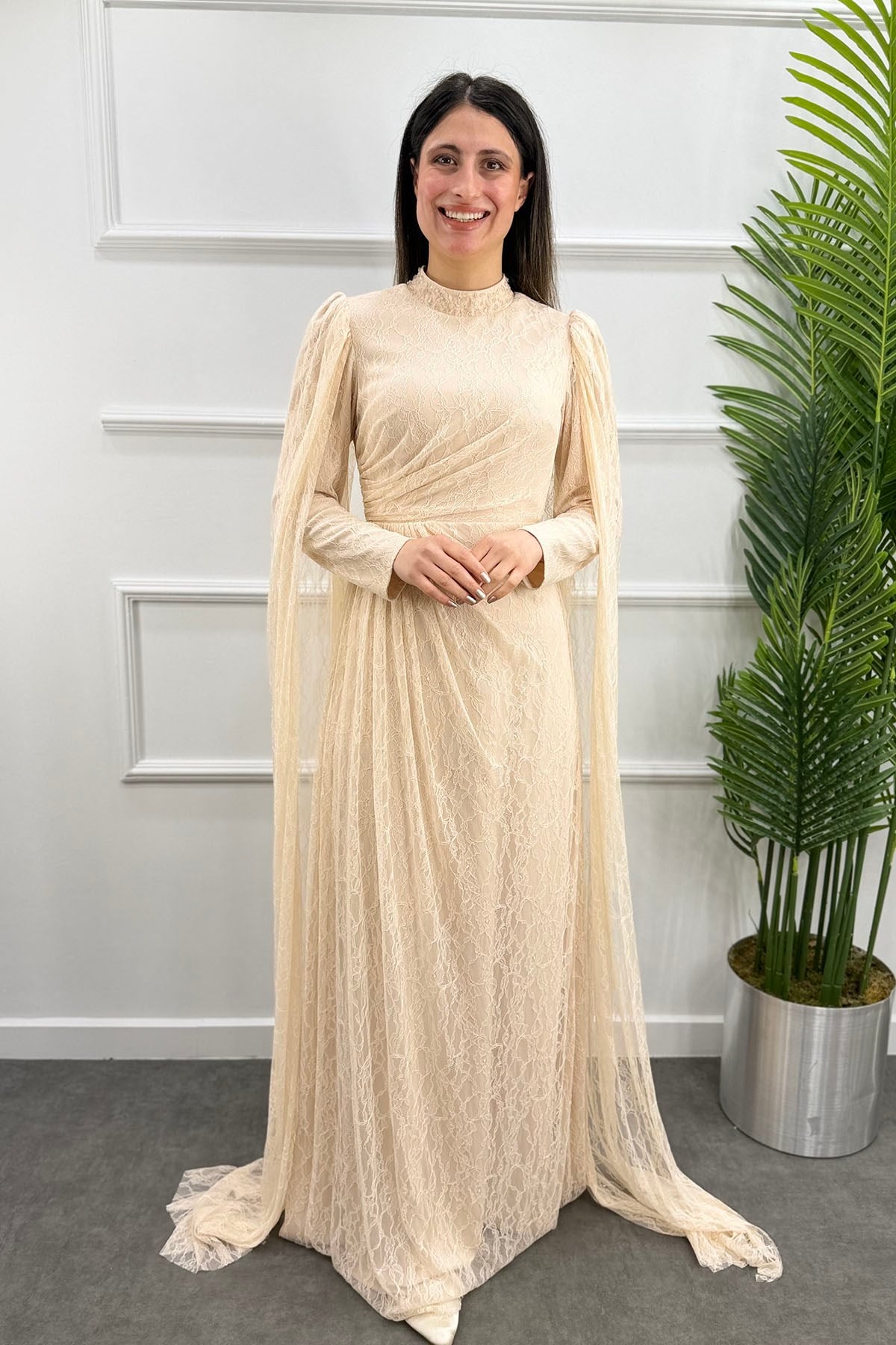 Nihan Tesettür Abiye - BEJ