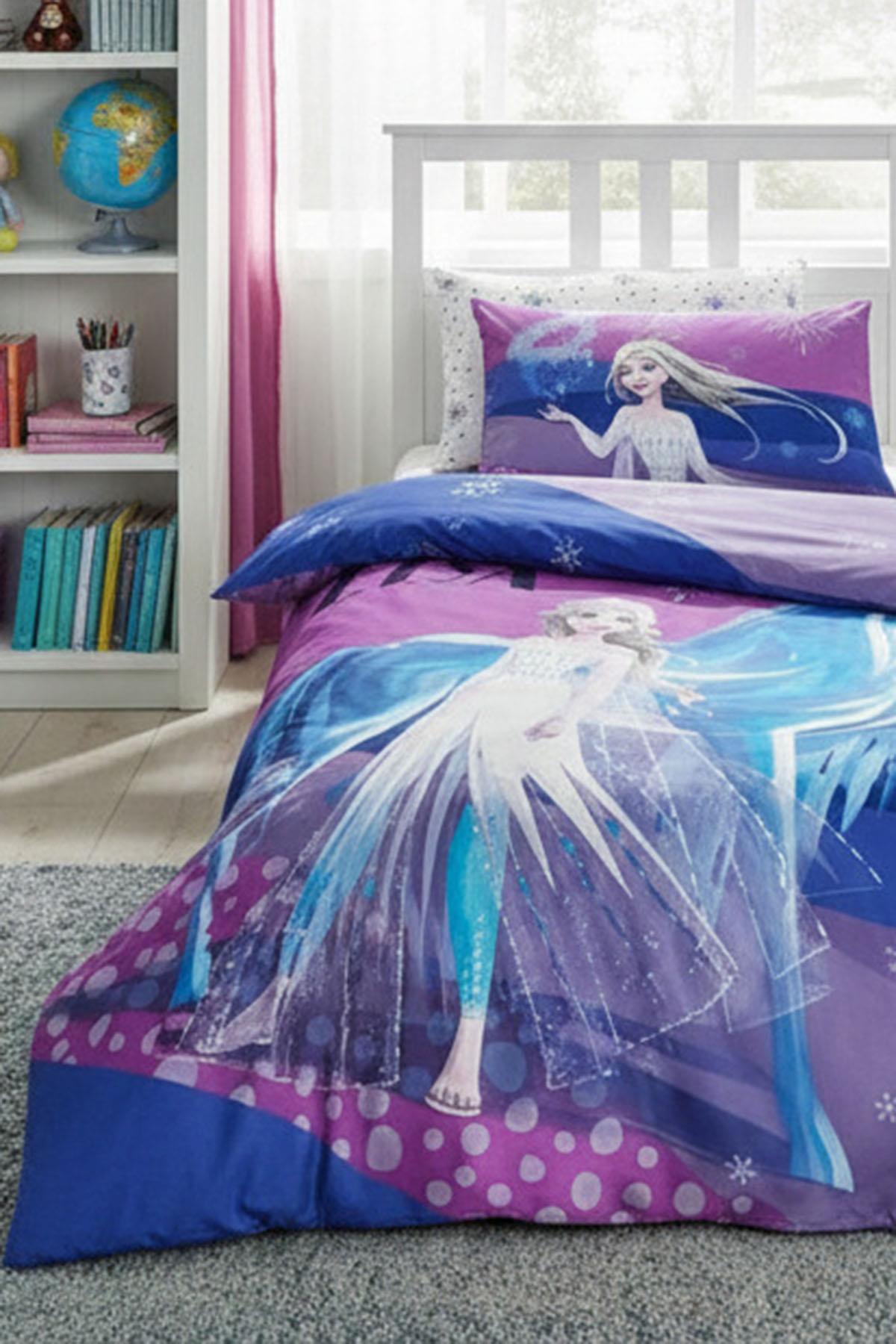 Özdilek Frozen Snow Disney Lisanslı Lastikli Fitted Çarşaf Çocuk Nevresim Takımı Tek Kişilik - KREM