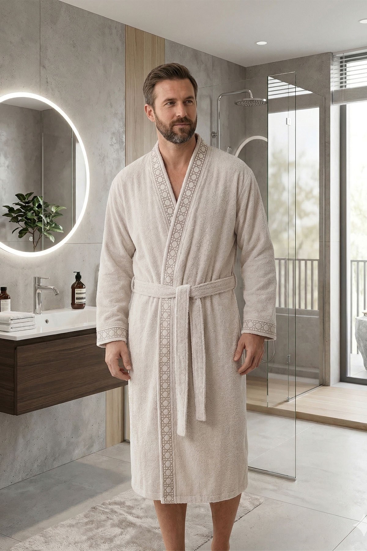 Özdilek Kadın/Erkek Unisex Bornoz - BEJ