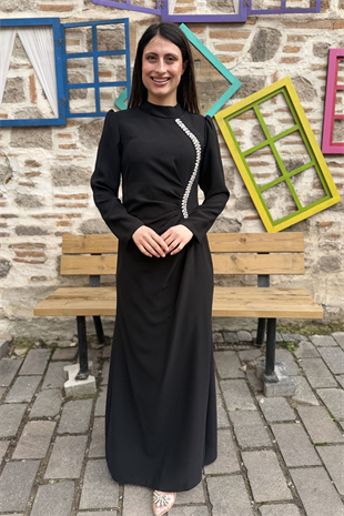 Kübra Tesettür Elbise - SİYAH