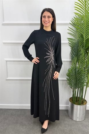 Miray Tesettür Elbise - SİYAH