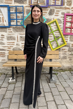 Nevin Tesettür Elbise - SİYAH