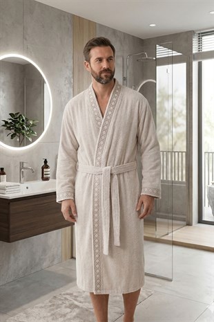 Özdilek Kadın/Erkek Unisex Bornoz - BEJ