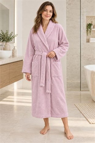 Özdilek Kadın/Erkek Unisex Pamuklu Bornoz XL - PUDRA