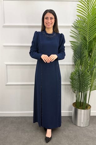 Yelda Tesettür Elbise - LACİVERT