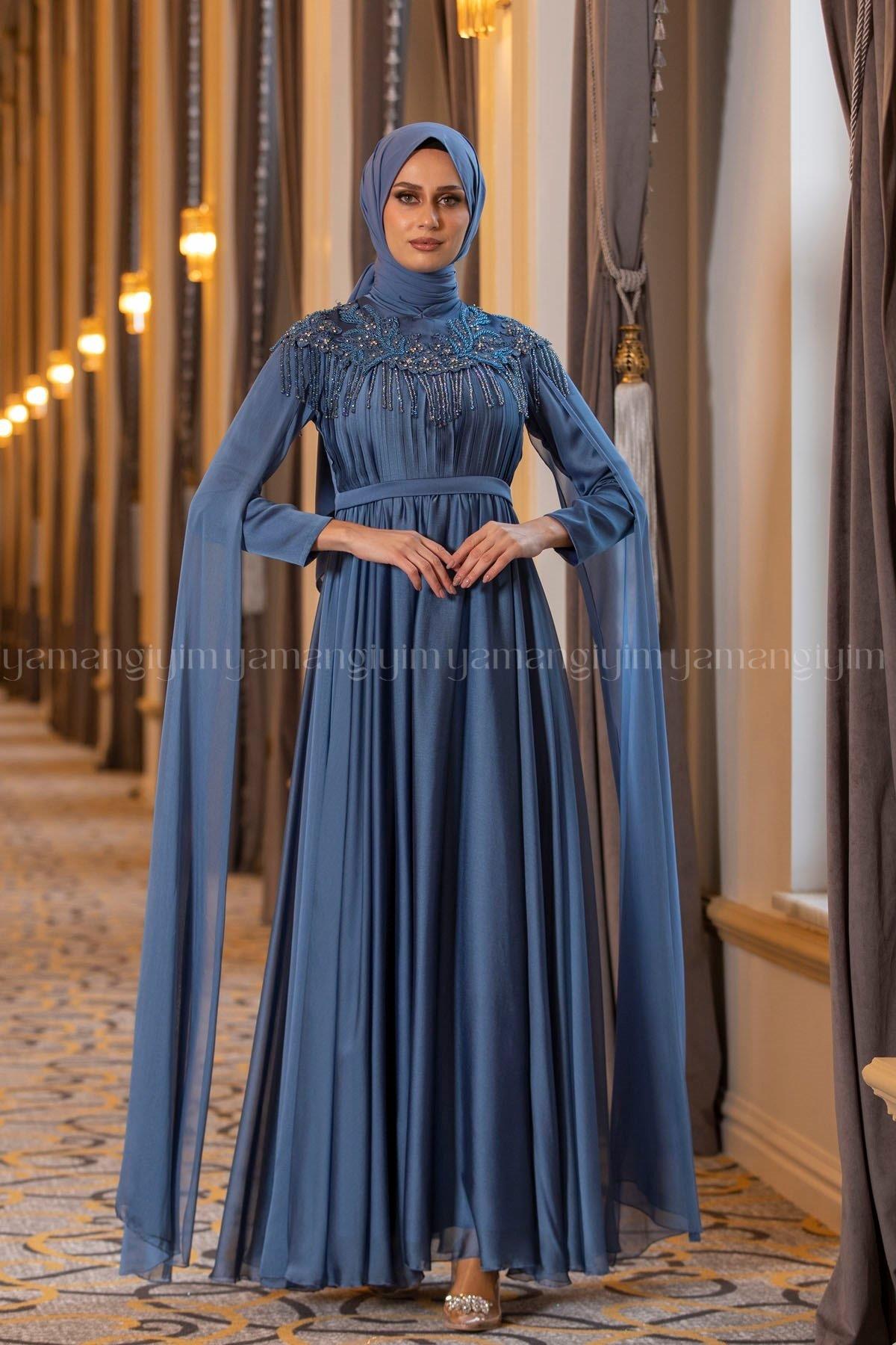 2190 NEW ELEGANS ELBİSE - İndigo