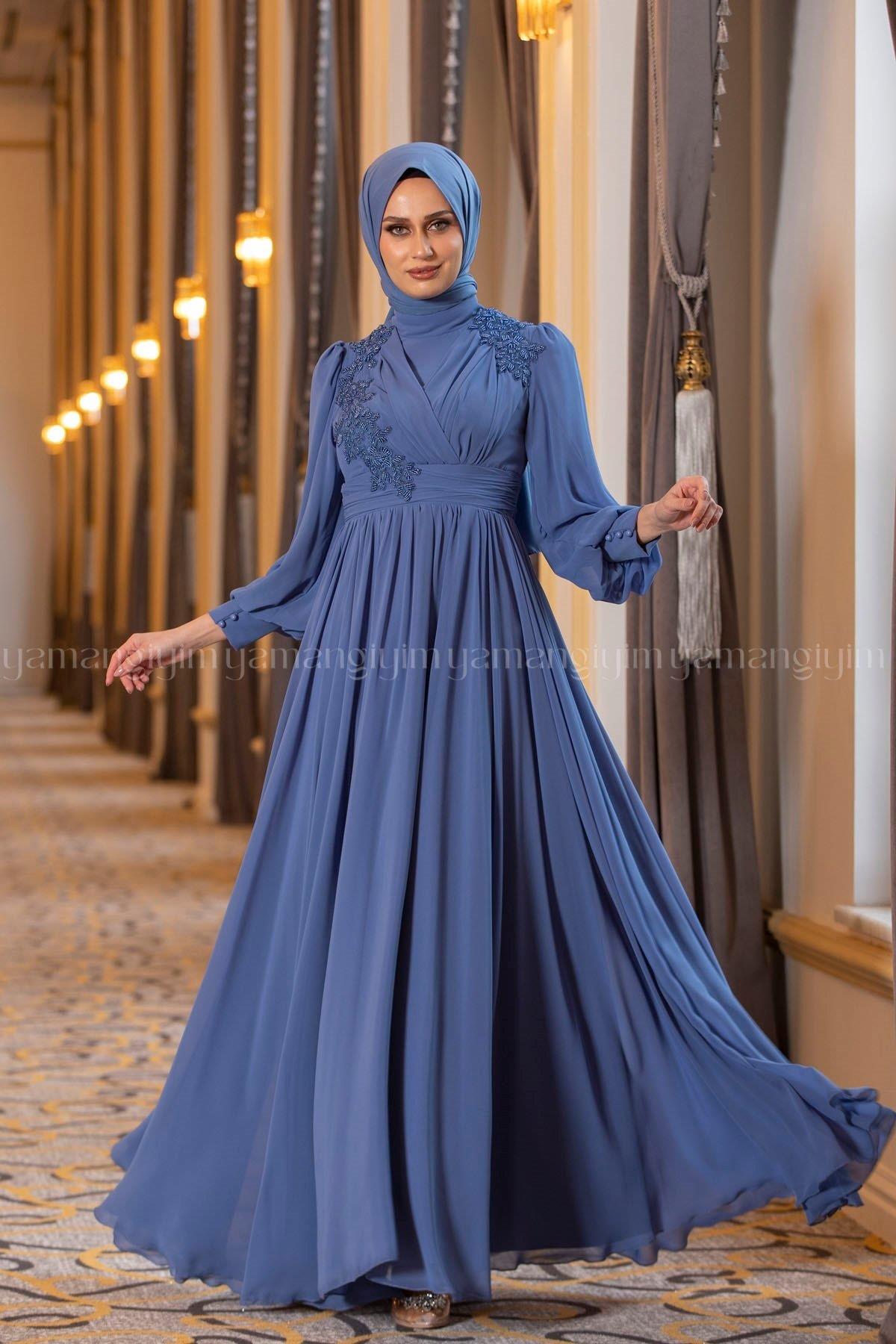 2194 NEW ELEGANS ELBİSE - İndigo