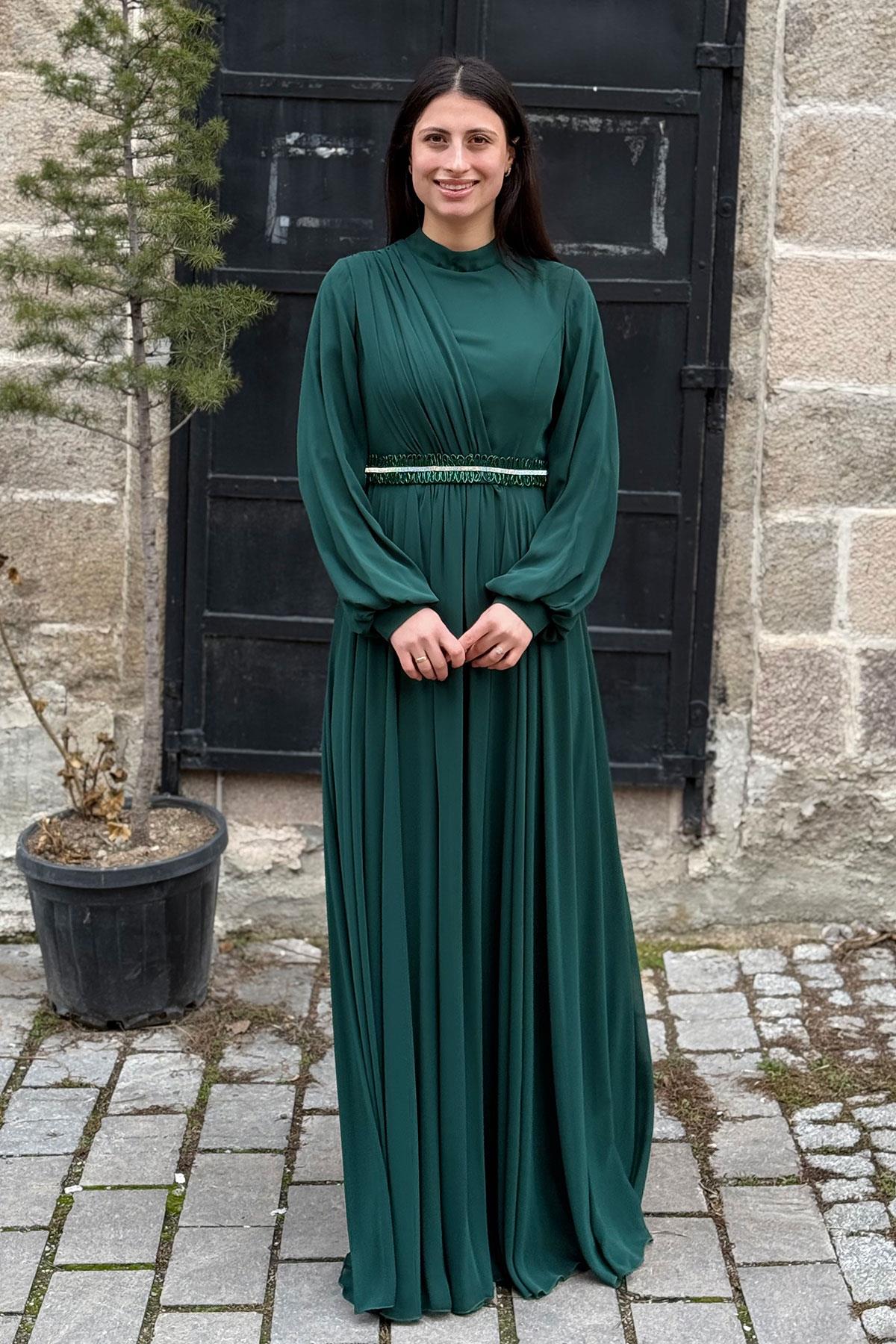 2204 NEW ELEGANS ELBİSE - Yeşil