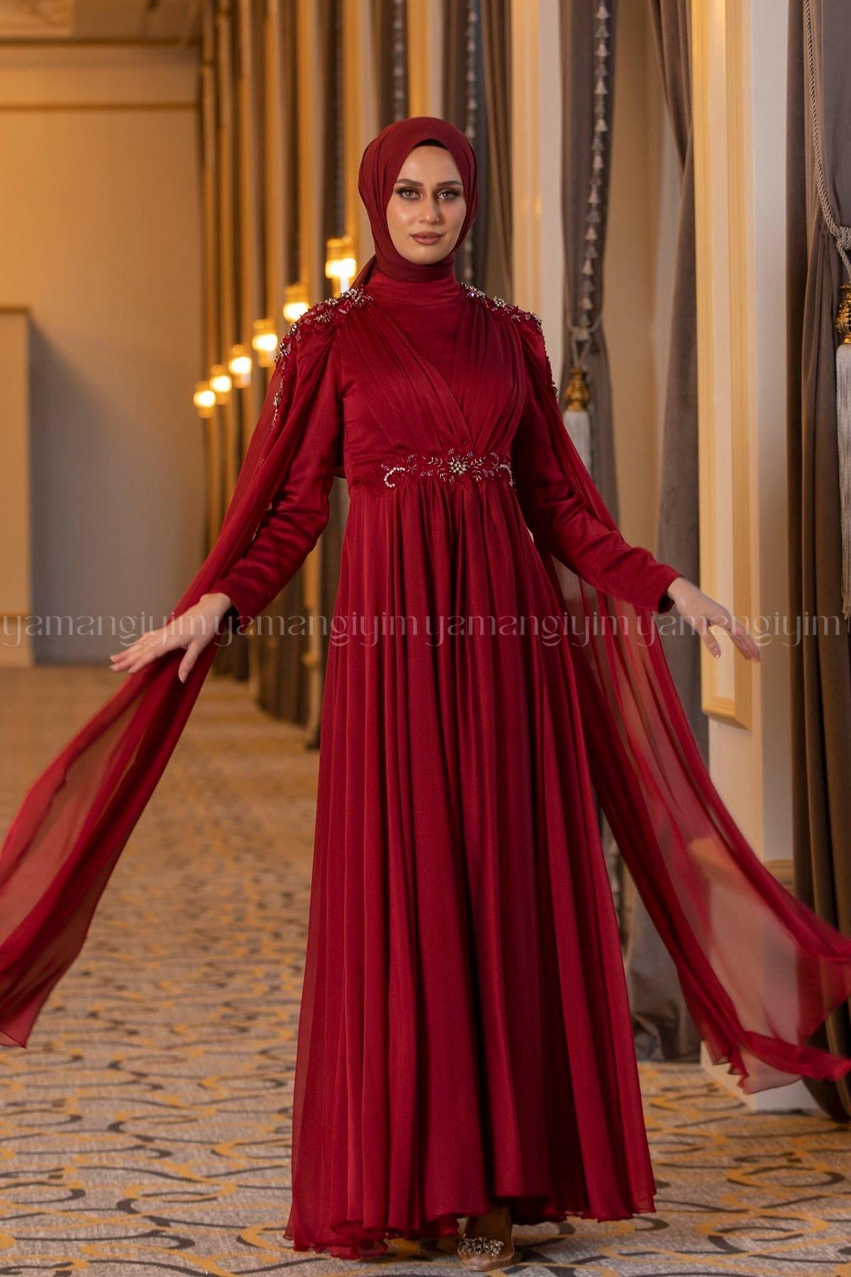 2213 NEW ELEGANS ELBİSE - Bordo