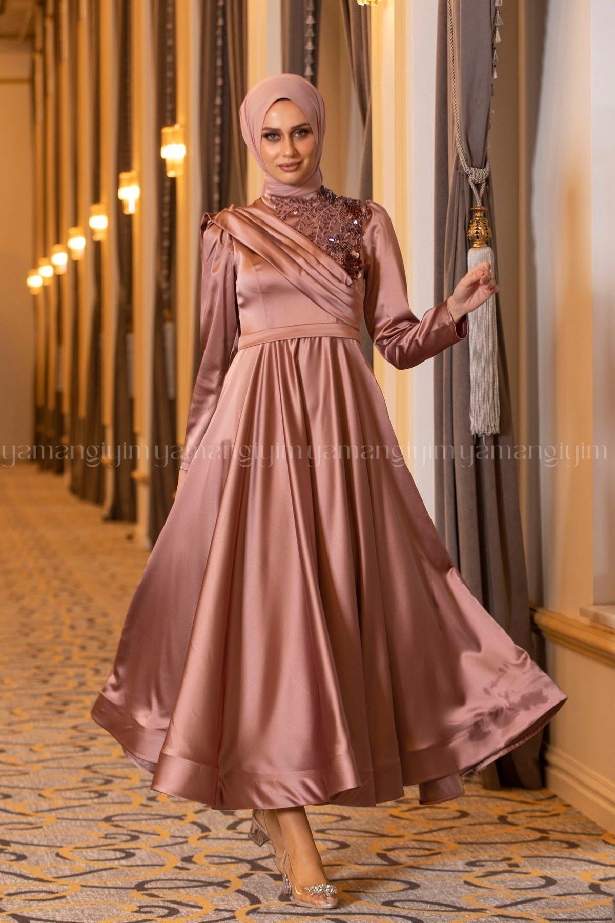 Freesia Hijab Evening Dress COPPER