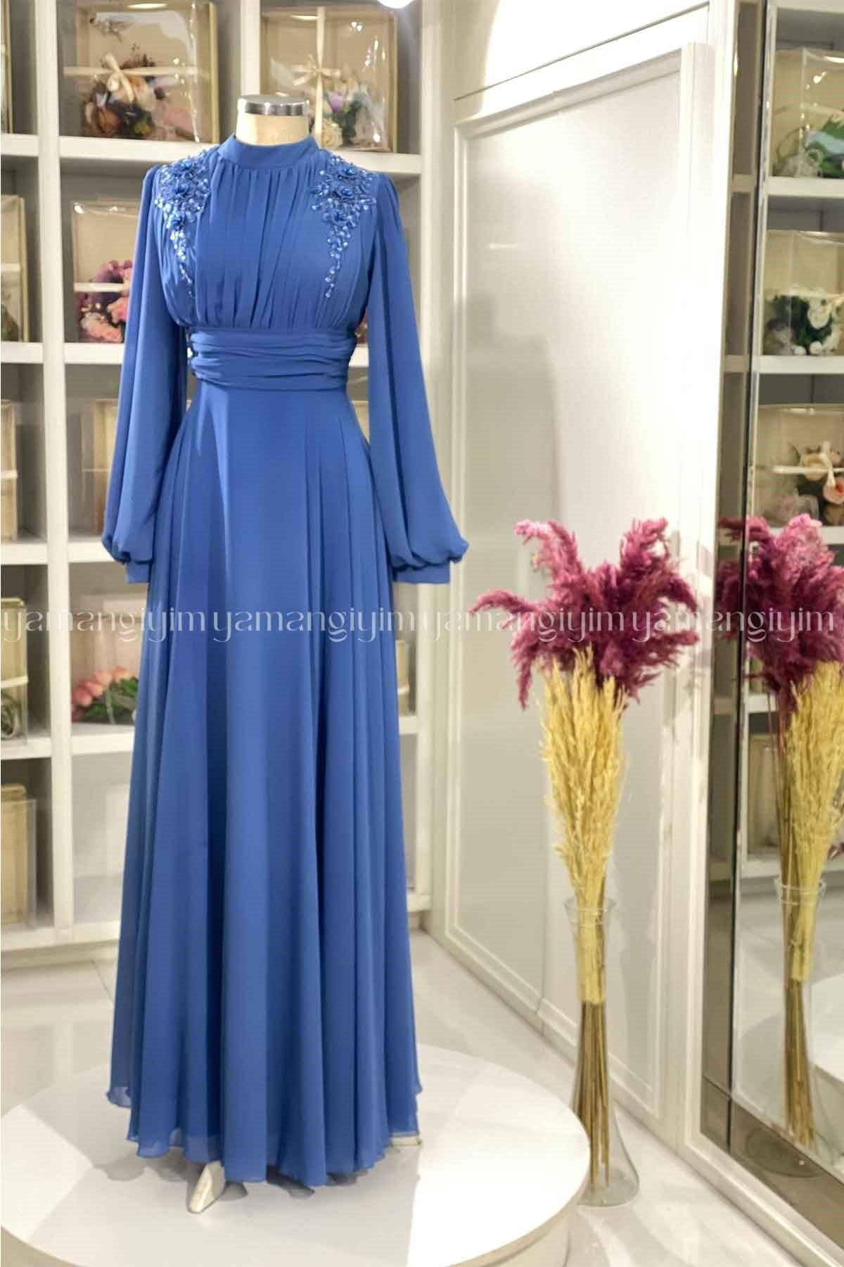 2219 NEW ELEGANS ELBİSE - İndigo