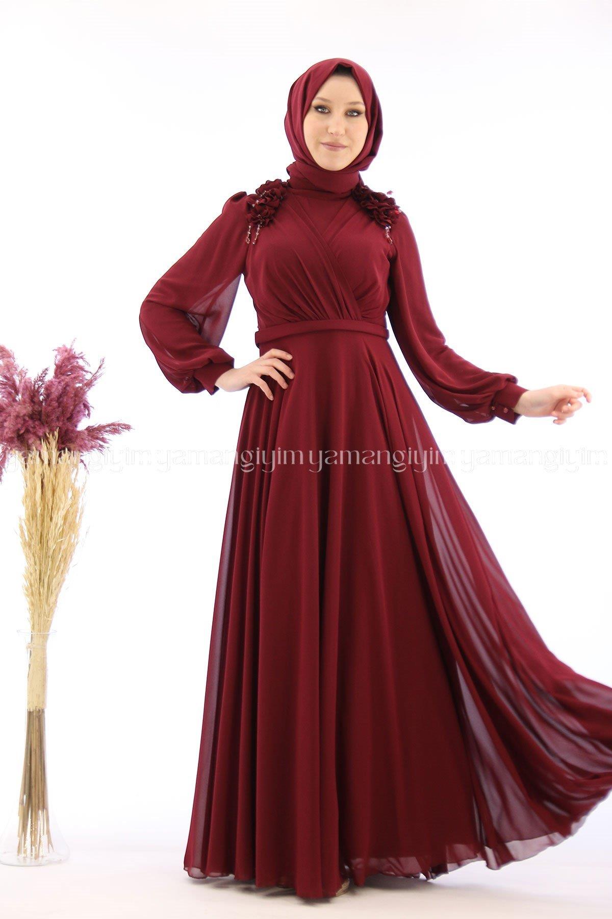 2223 NEW ELEGANS ELBİSE - Bordo