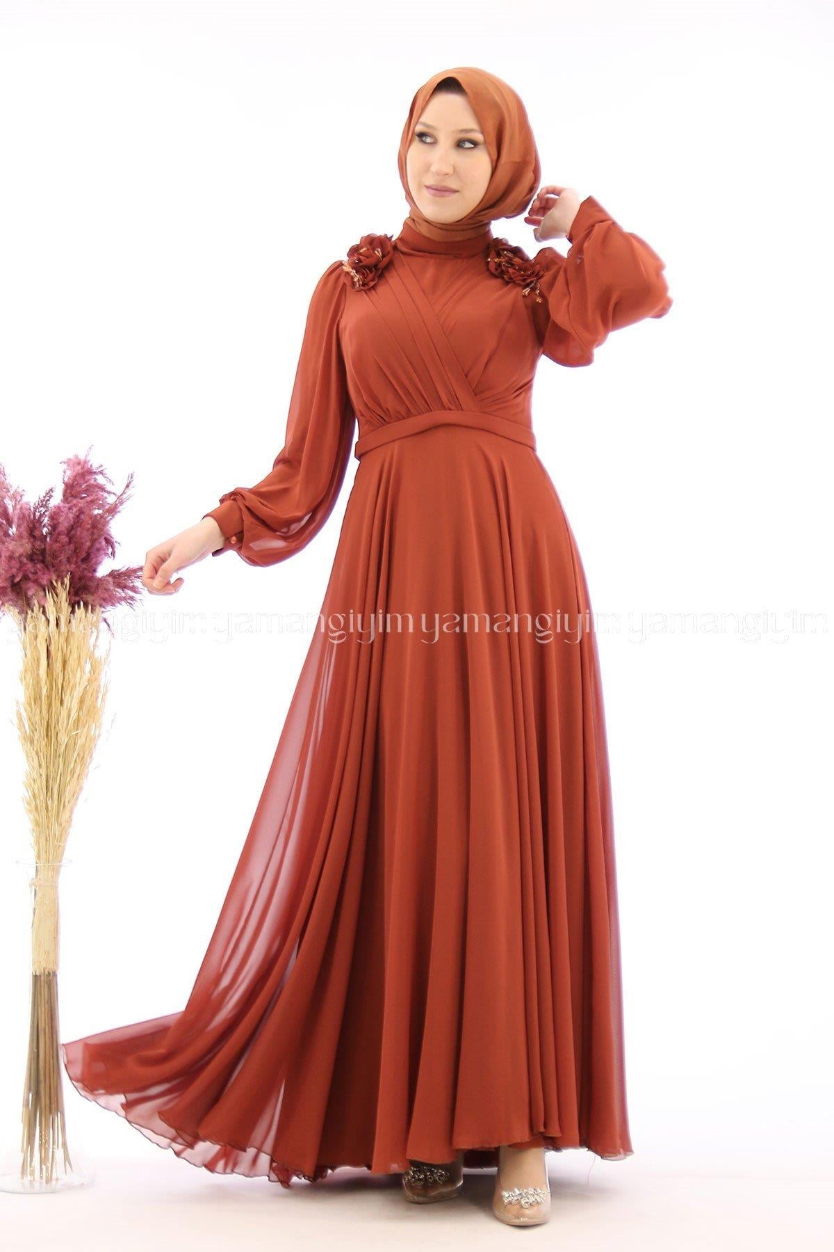 2223 NEW ELEGANS ELBİSE - Kiremit