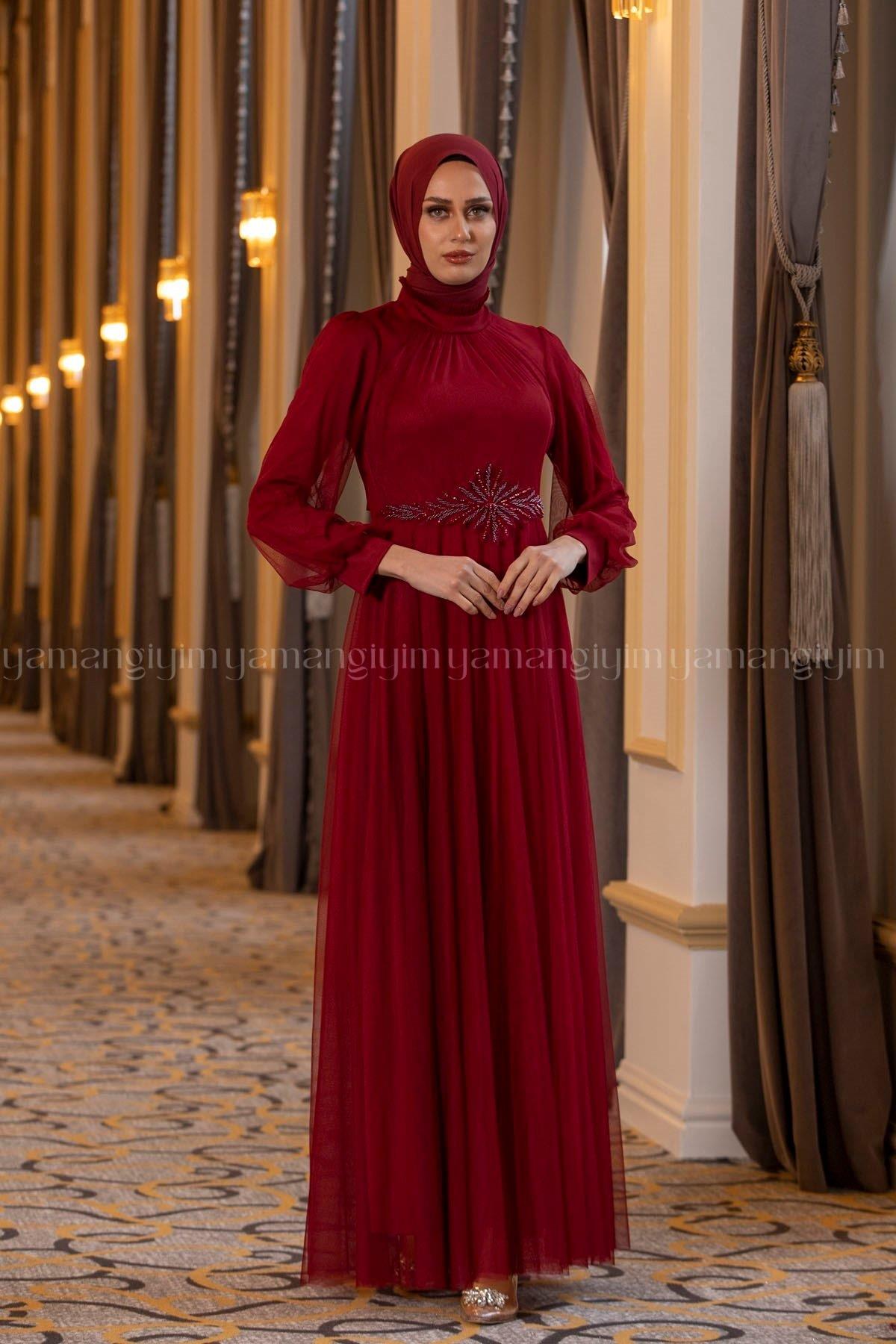 2229 NEW ELEGANS ELBİSE - Bordo