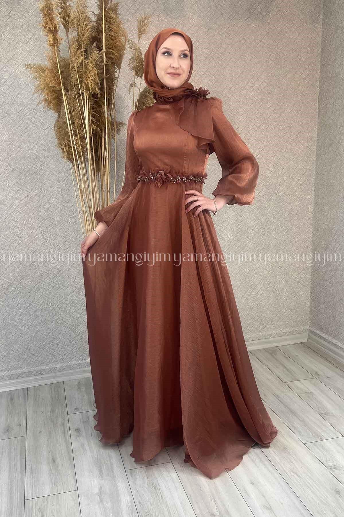 2231 NEW ELEGANS ELBİSE - Kiremit