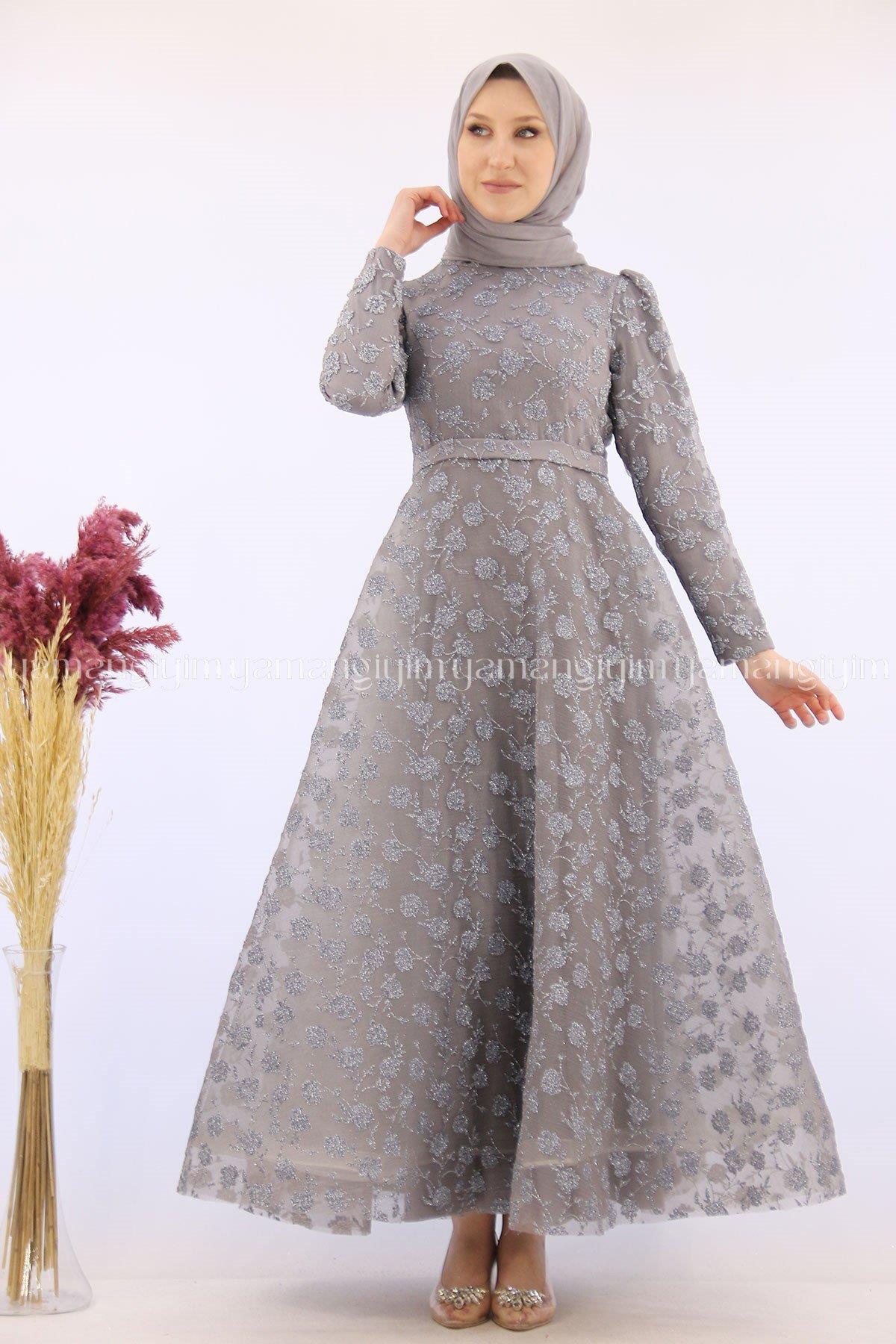 2238 NEW ELEGANS ELBİSE - Gri