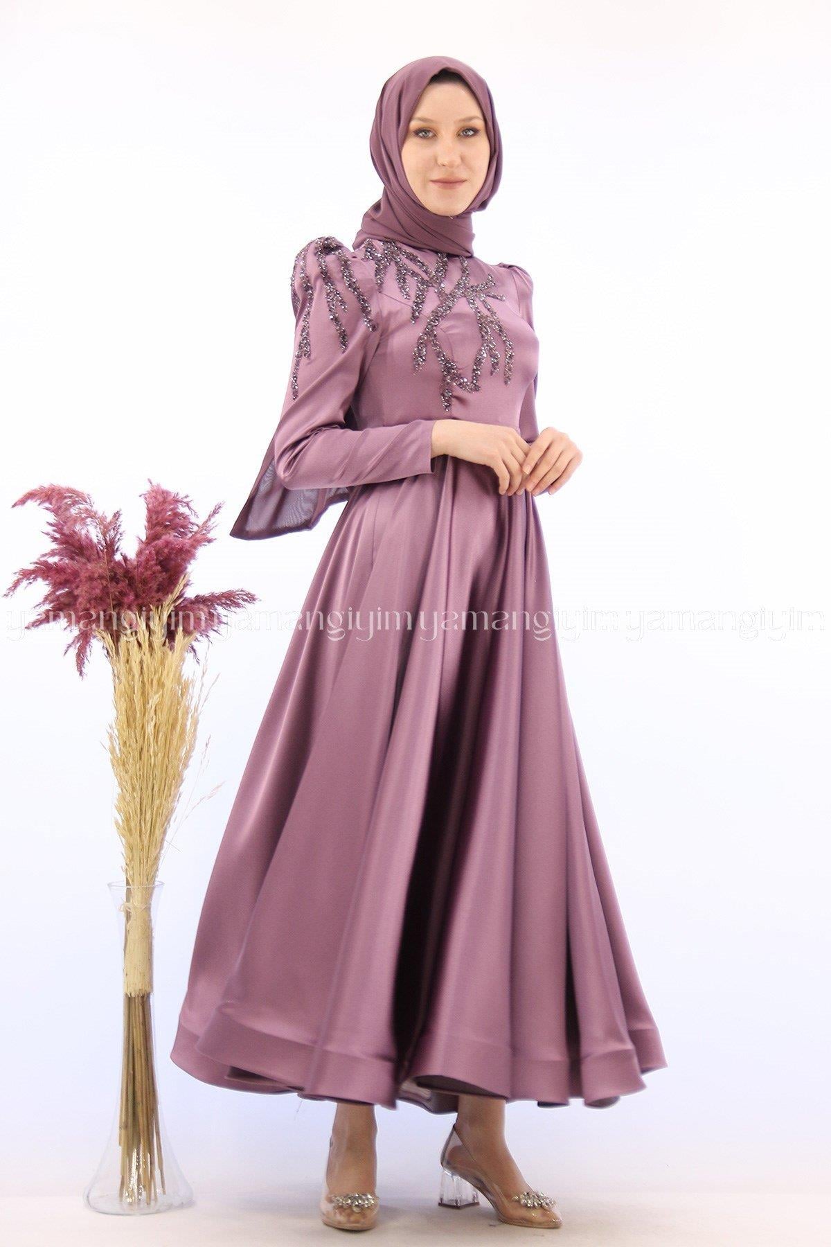 2258 NEW ELEGANS ELBİSE - Lila