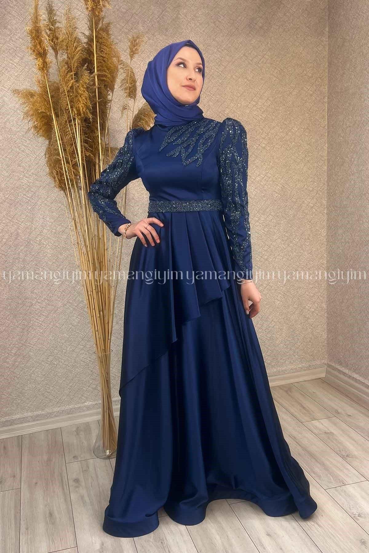 2267 NEW ELEGANS ELBİSE - Lacivert