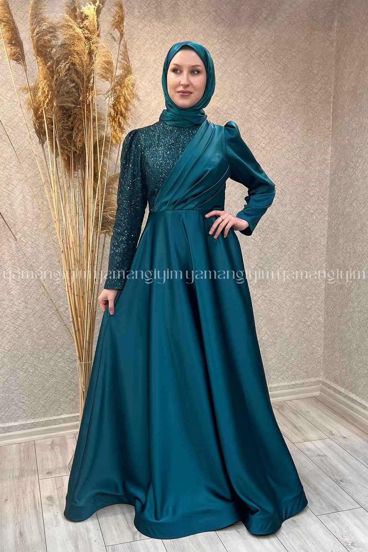 2303 NEW ELEGANS ELBİSE - Yeşil
