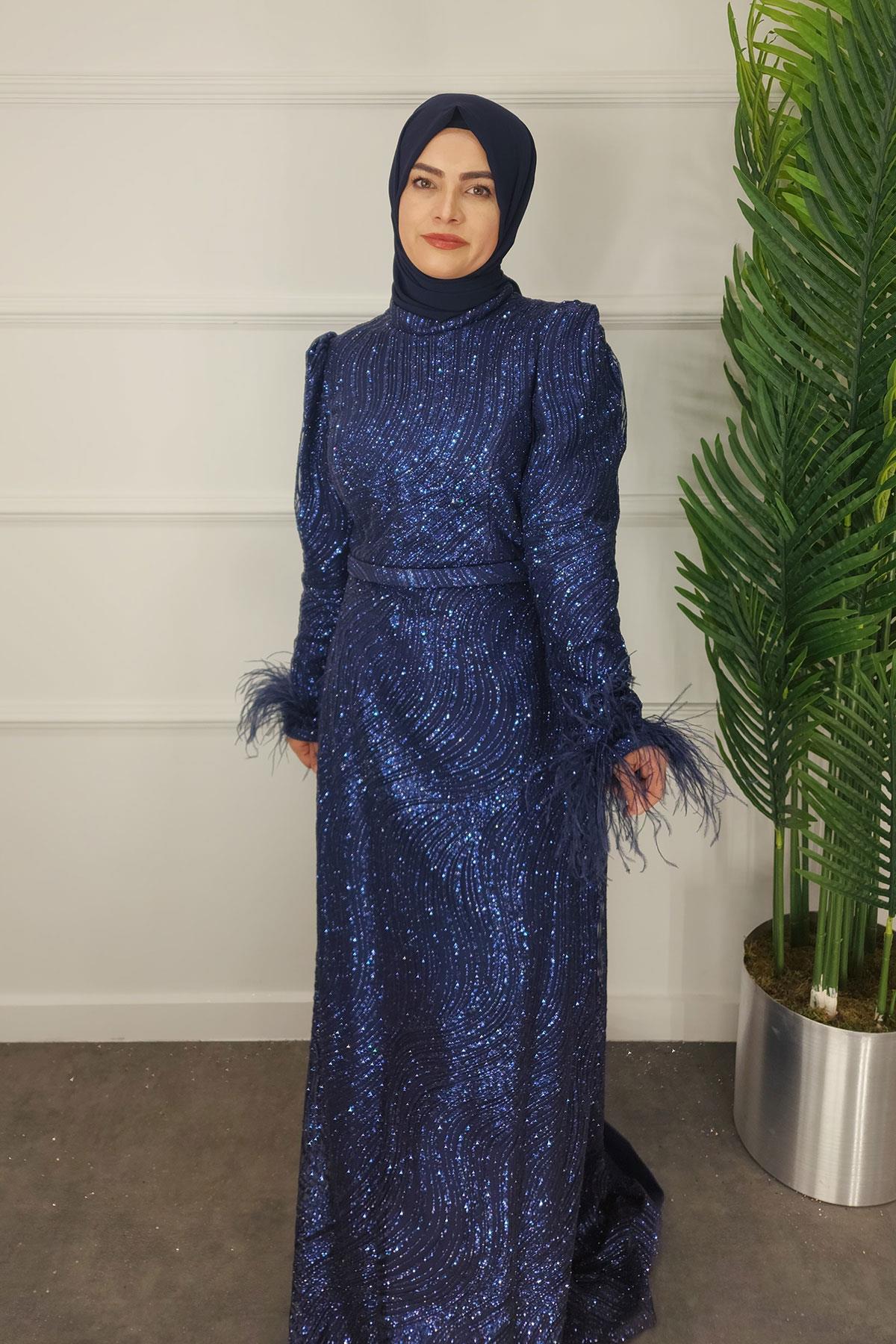 2323 NEW ELEGANS ELBİSE - Lacivert