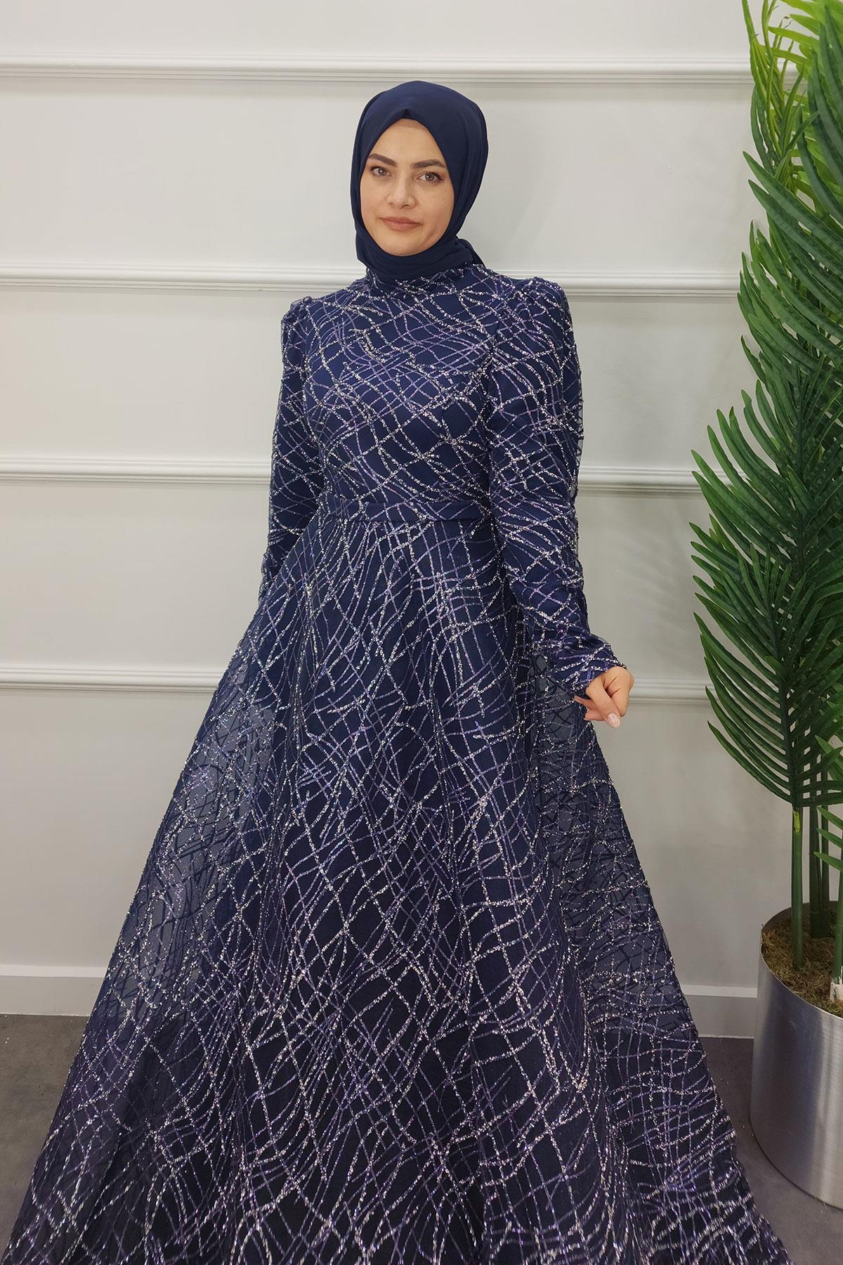 2350 NEW ELEGANS ELBİSE - Lacivert