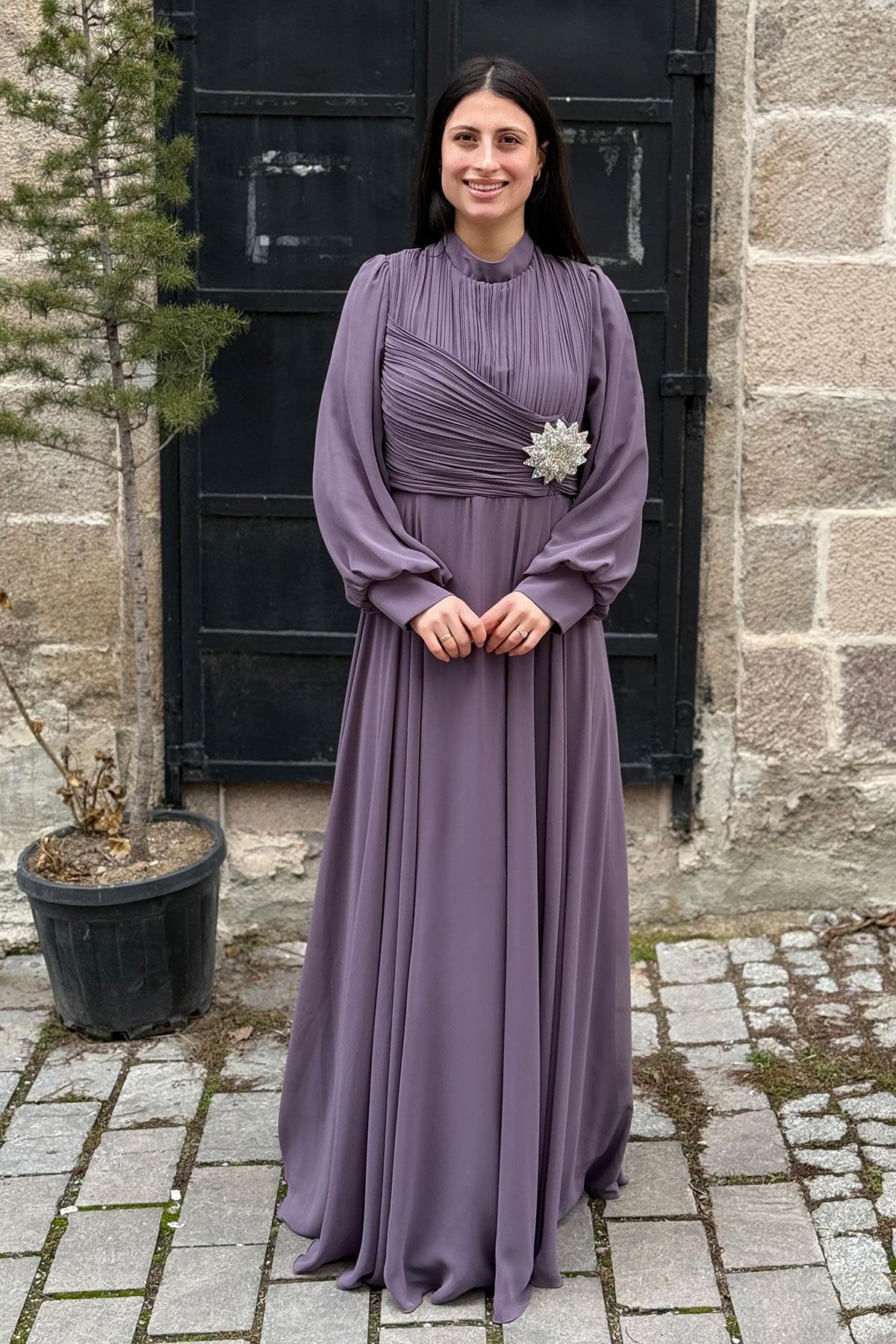 2367 BT NEW ELEGANS ELBİSE - Leylak