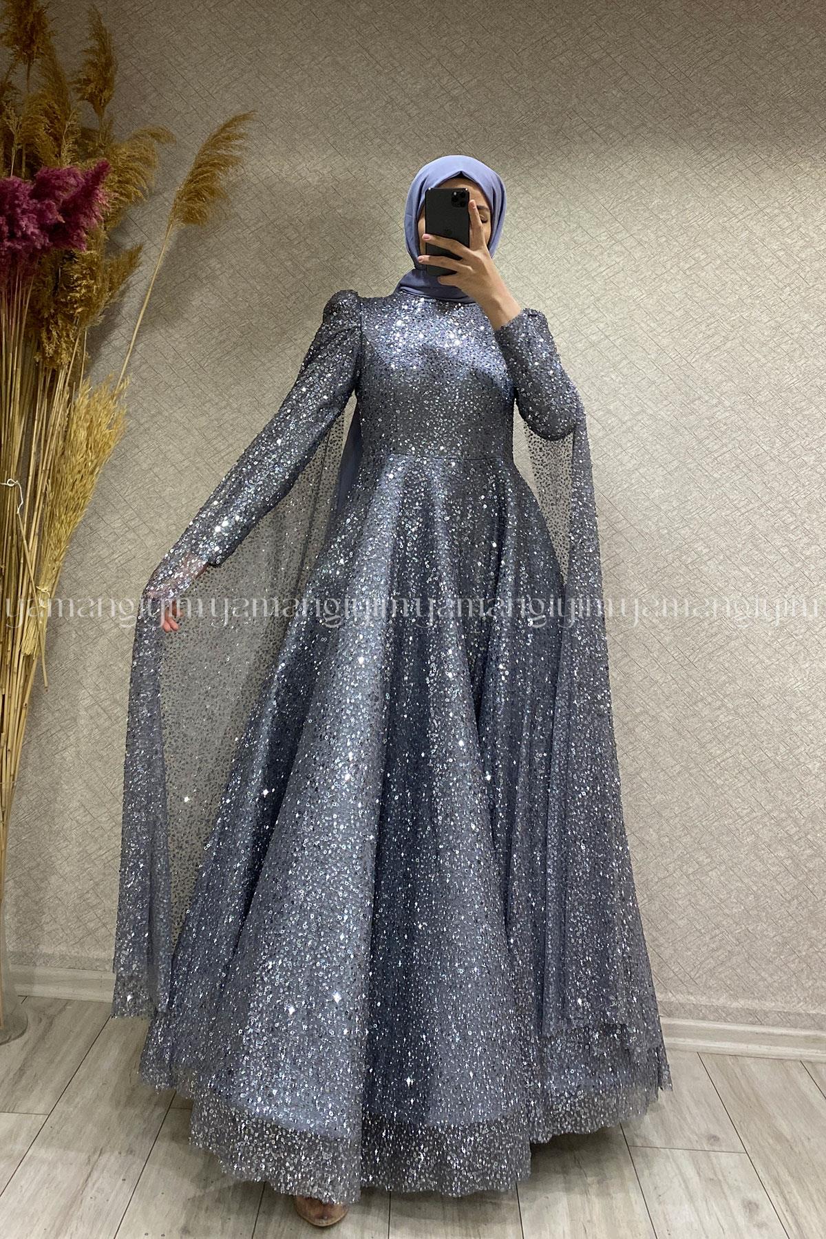 2371 NEW ELEGANS ELBİSE - Gri