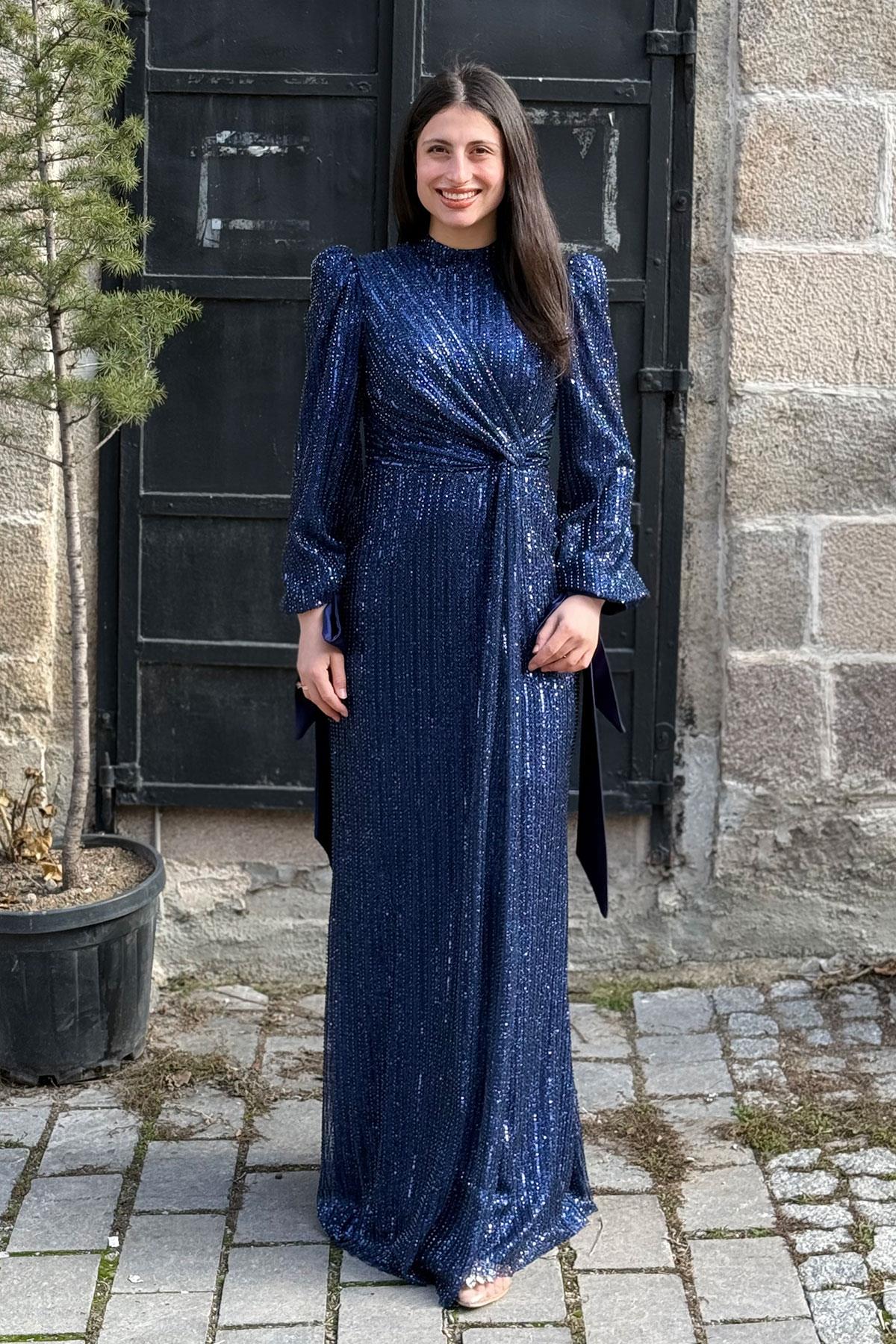 2414 NEW ELEGANS ELBİSE - Lacivert