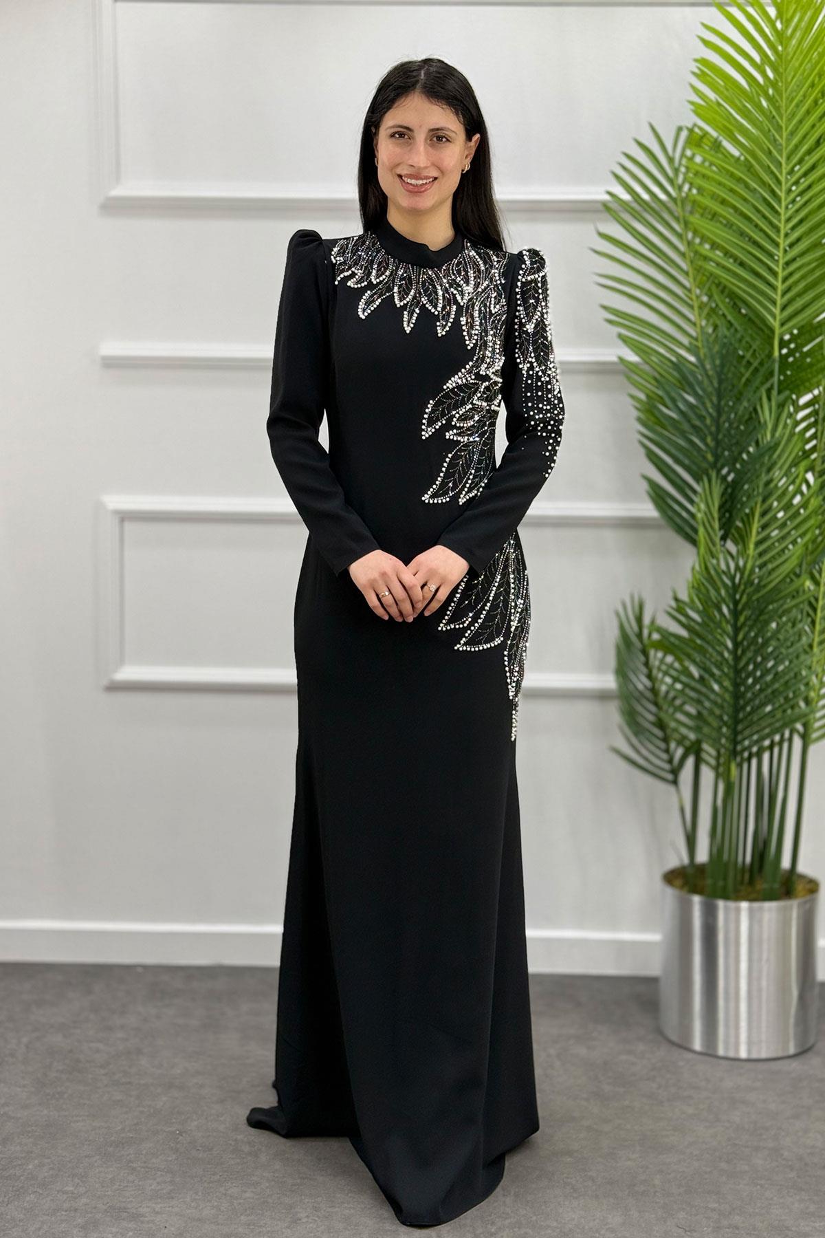 2449 NEW ELEGANS ELBİSE - Siyah