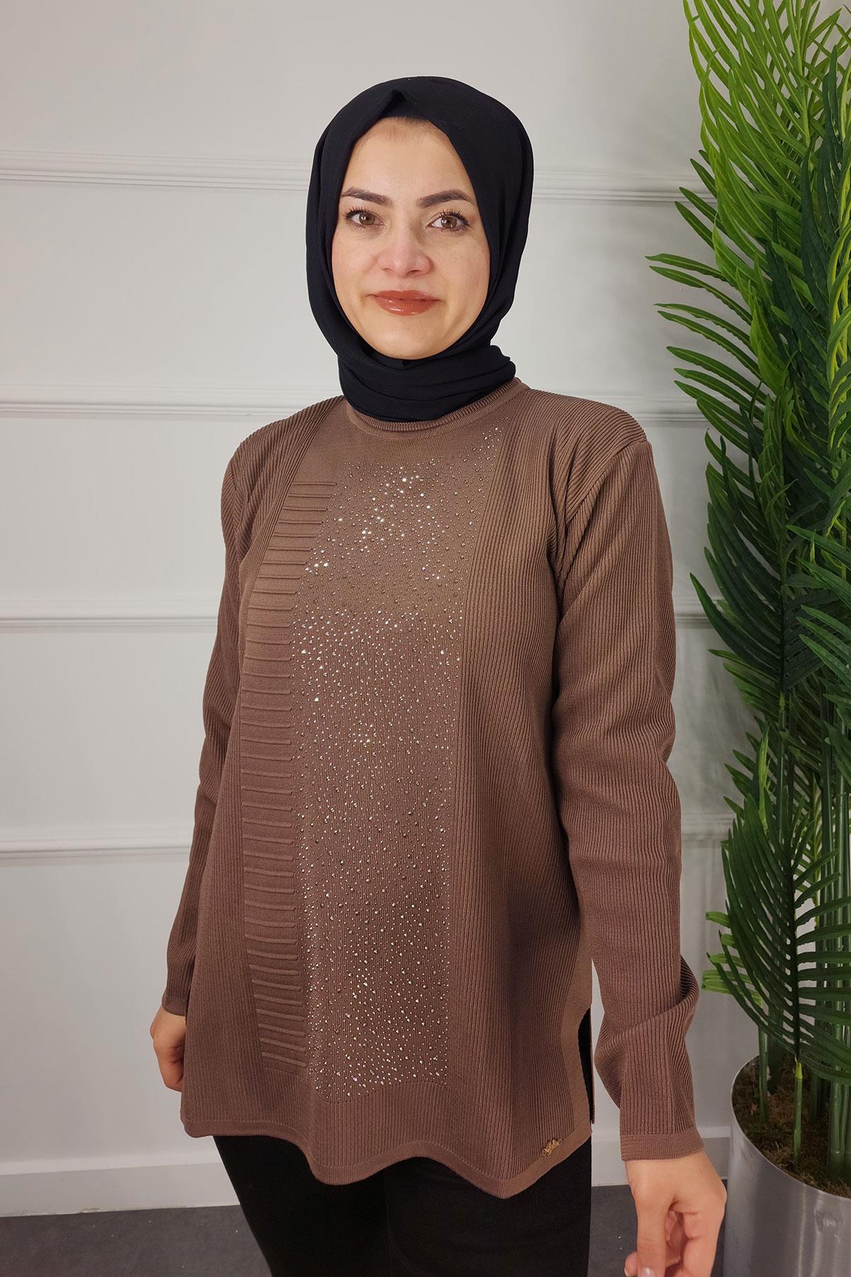 24602 AYLİN TRİKO KAZAK - Vizon