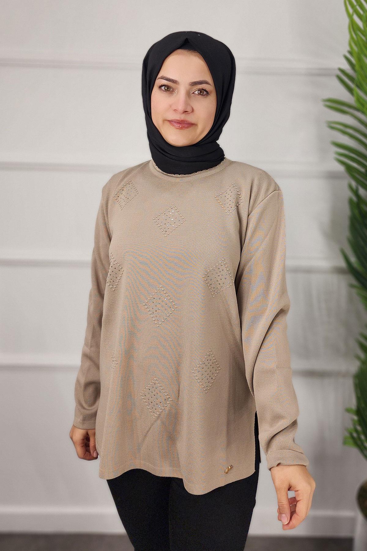 24606 AYLİN TRİKO KAZAK - Bej