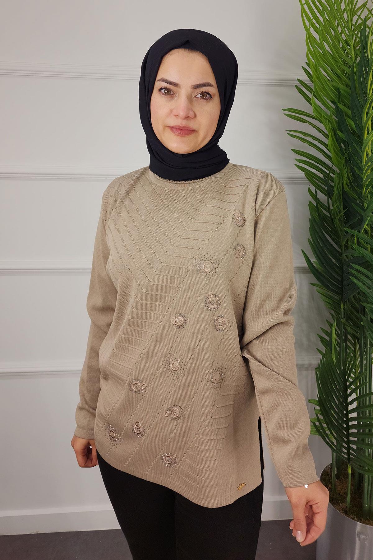 24649 AYLİN TRİKO KAZAK - Bej