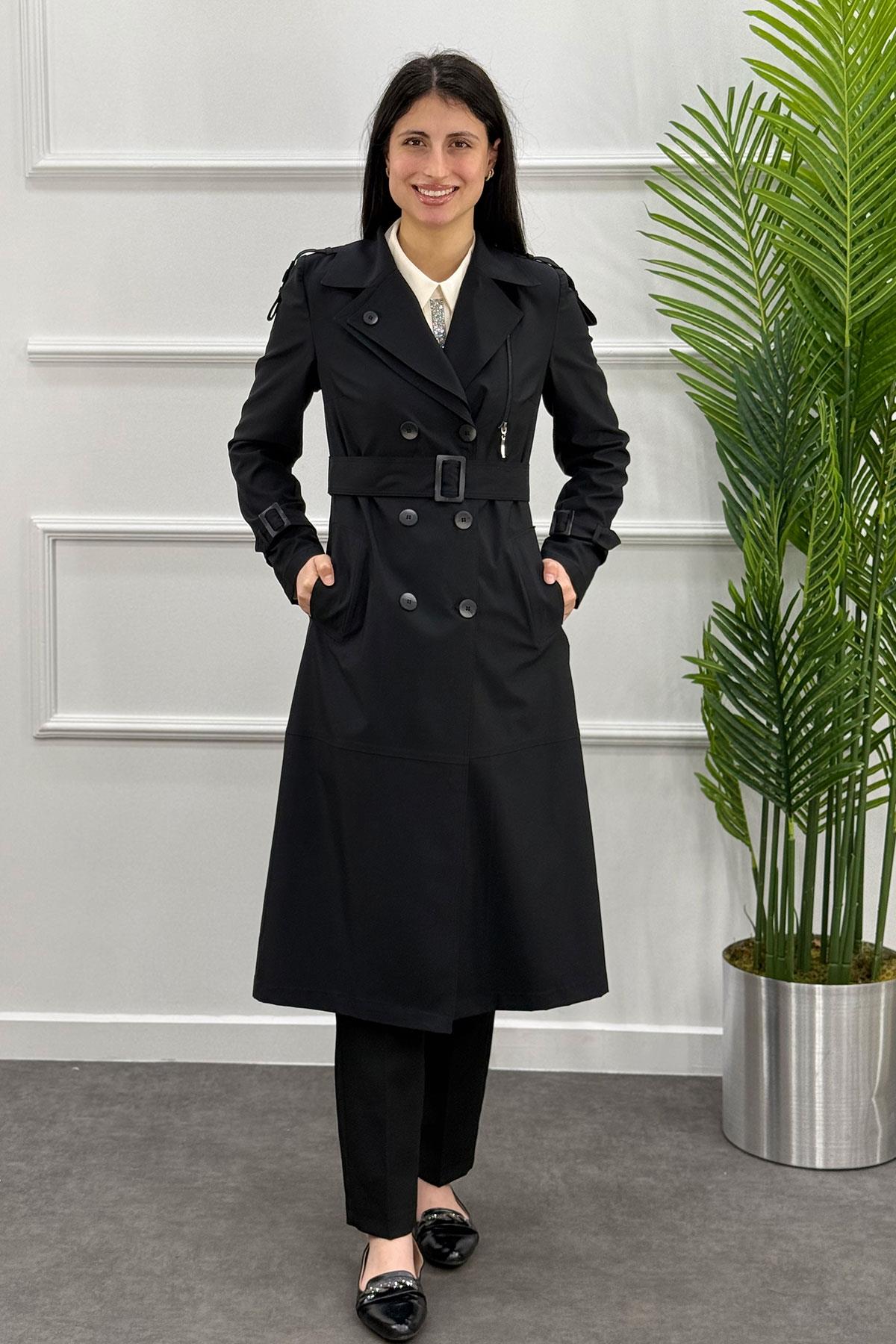 3376 Alyaka Trenç Kap - Siyah