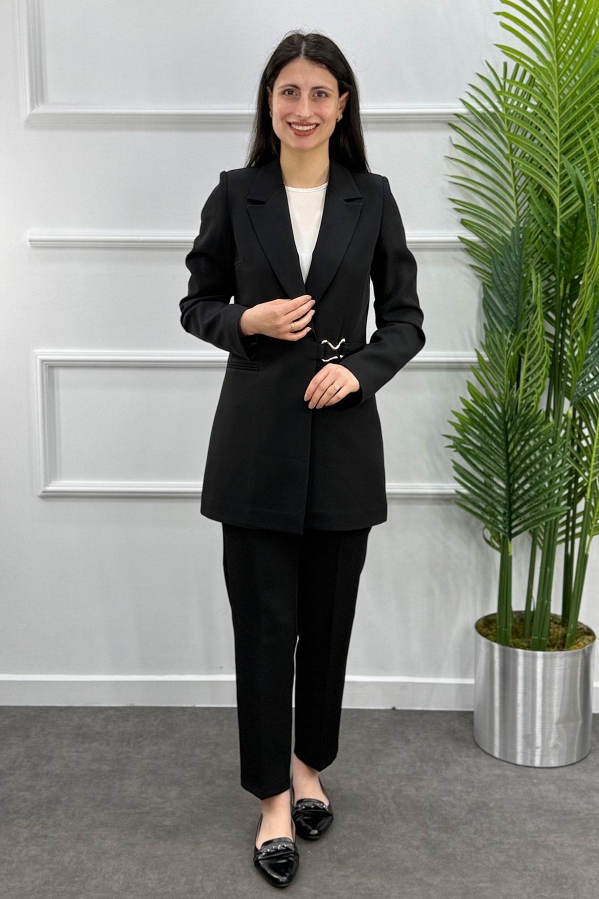 3384 Alyaka Ceketli Takım - Siyah