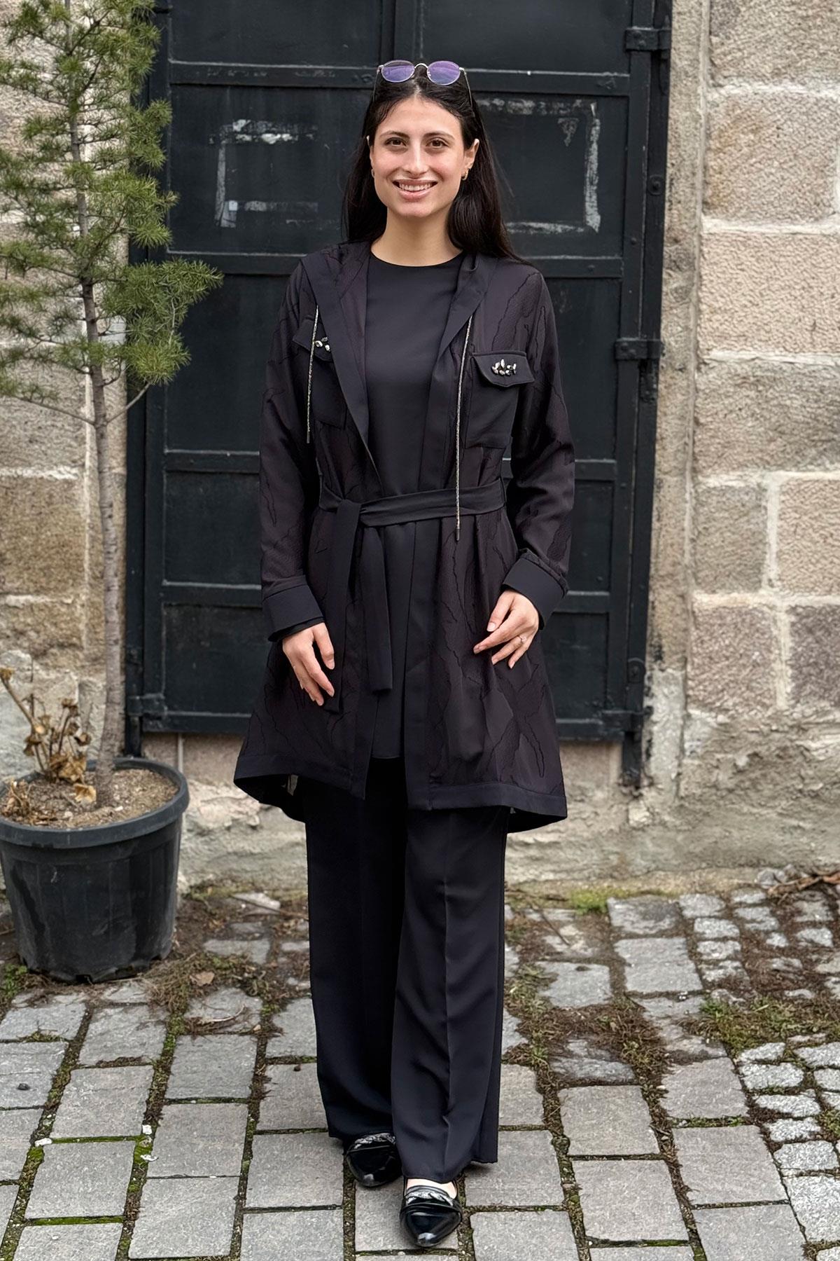 6106 PERİ MODA TUNİK TAKIM - Siyah