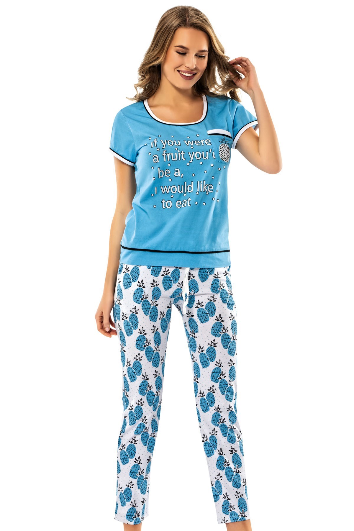 8574 Blue Pineapple - Erdem Bayan Pijama