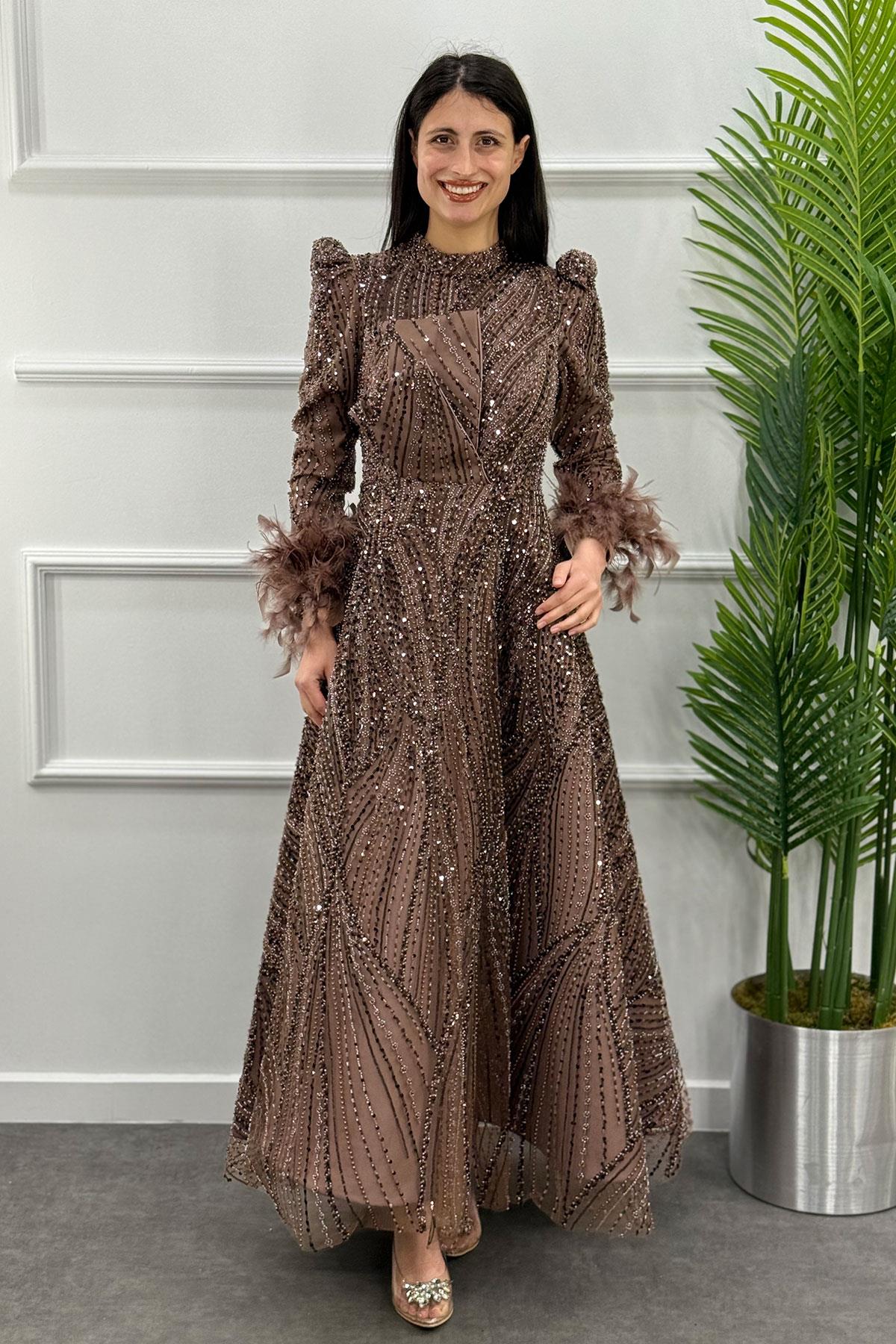 Alba Tesettür Abiye - Kahve