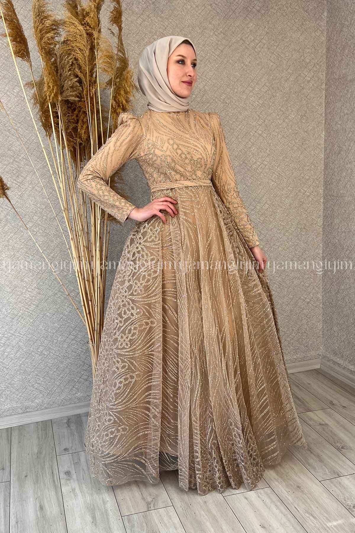 Alya Hijab Evening Dress - GOLD
