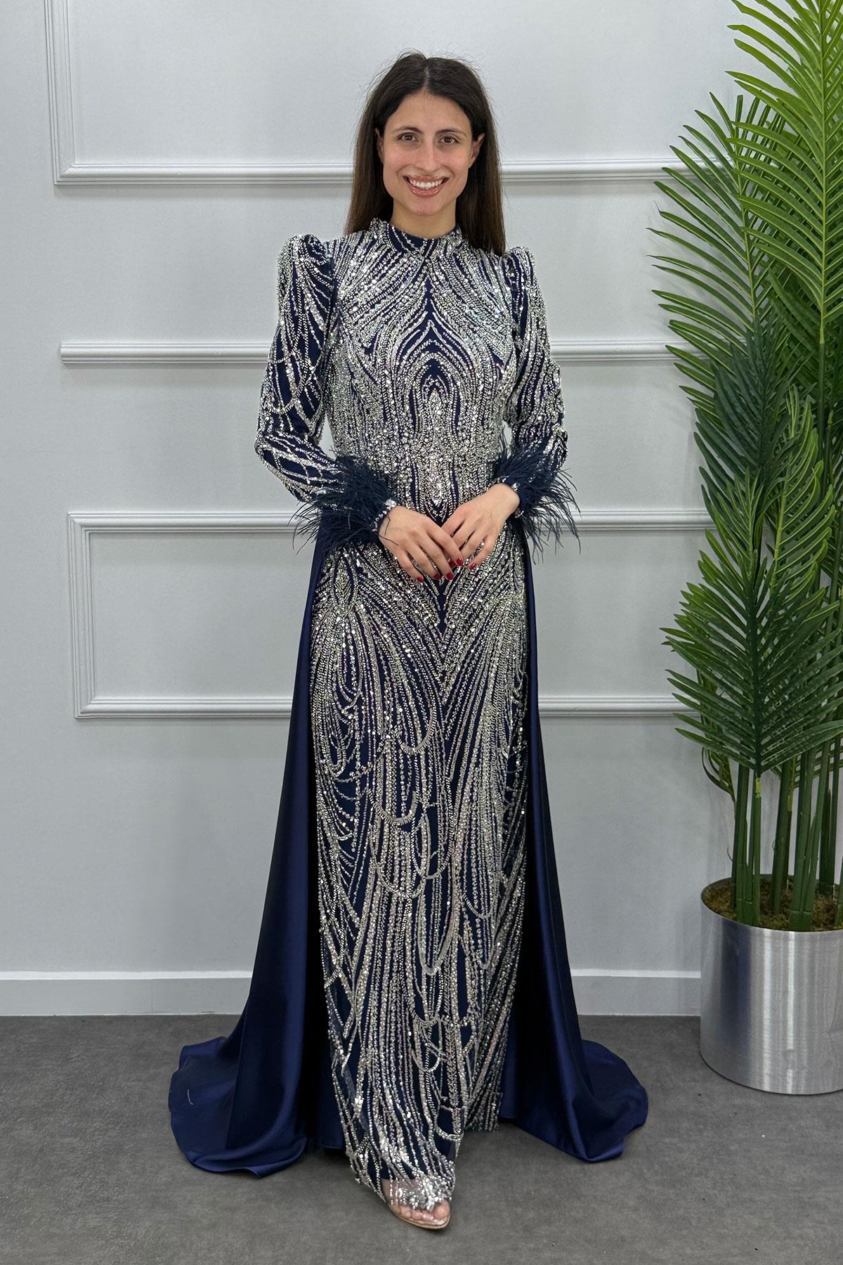 Amaril Tesettür Abiye - LACİVERT