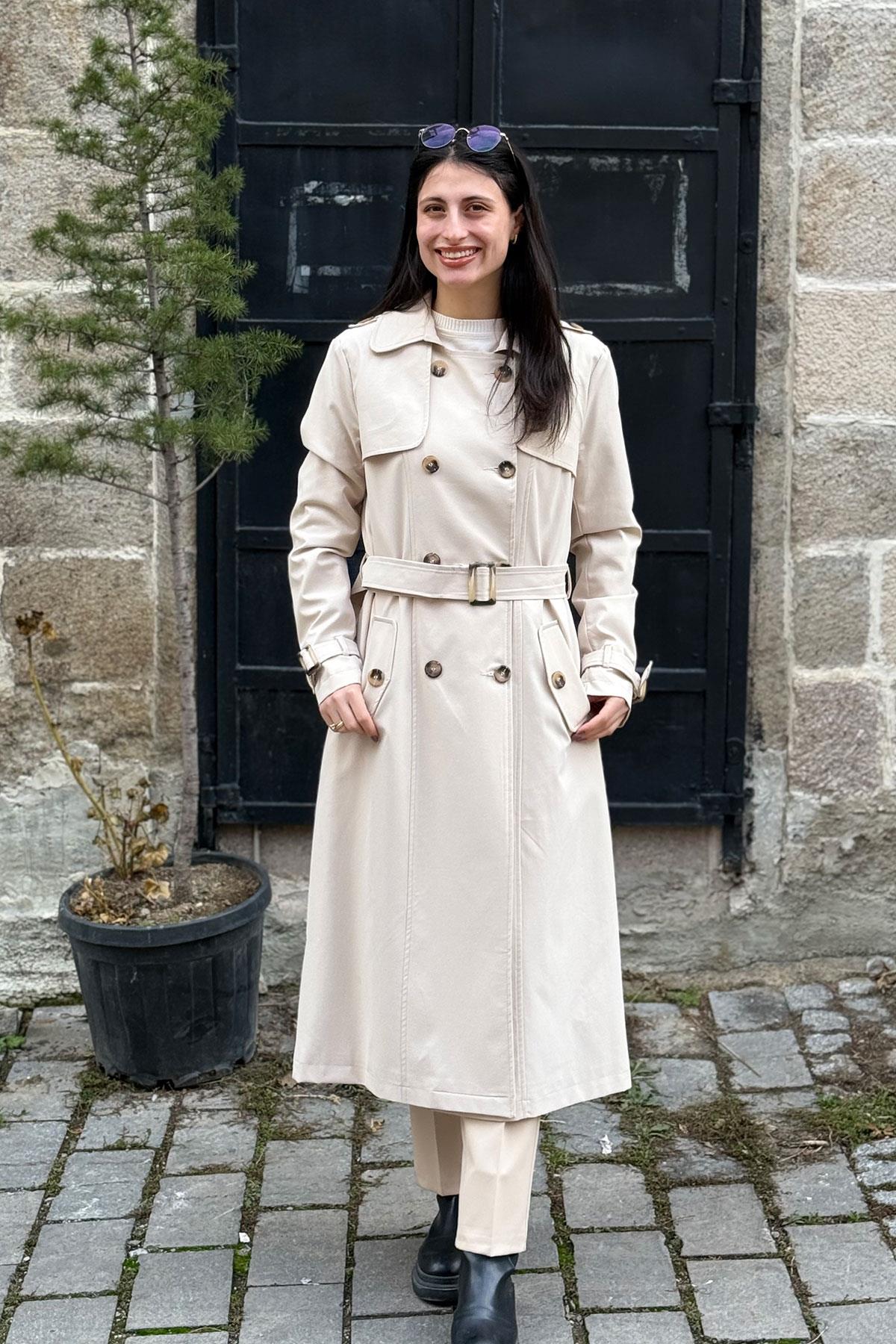 Astarlı Kemerli Trençkot - TAŞ