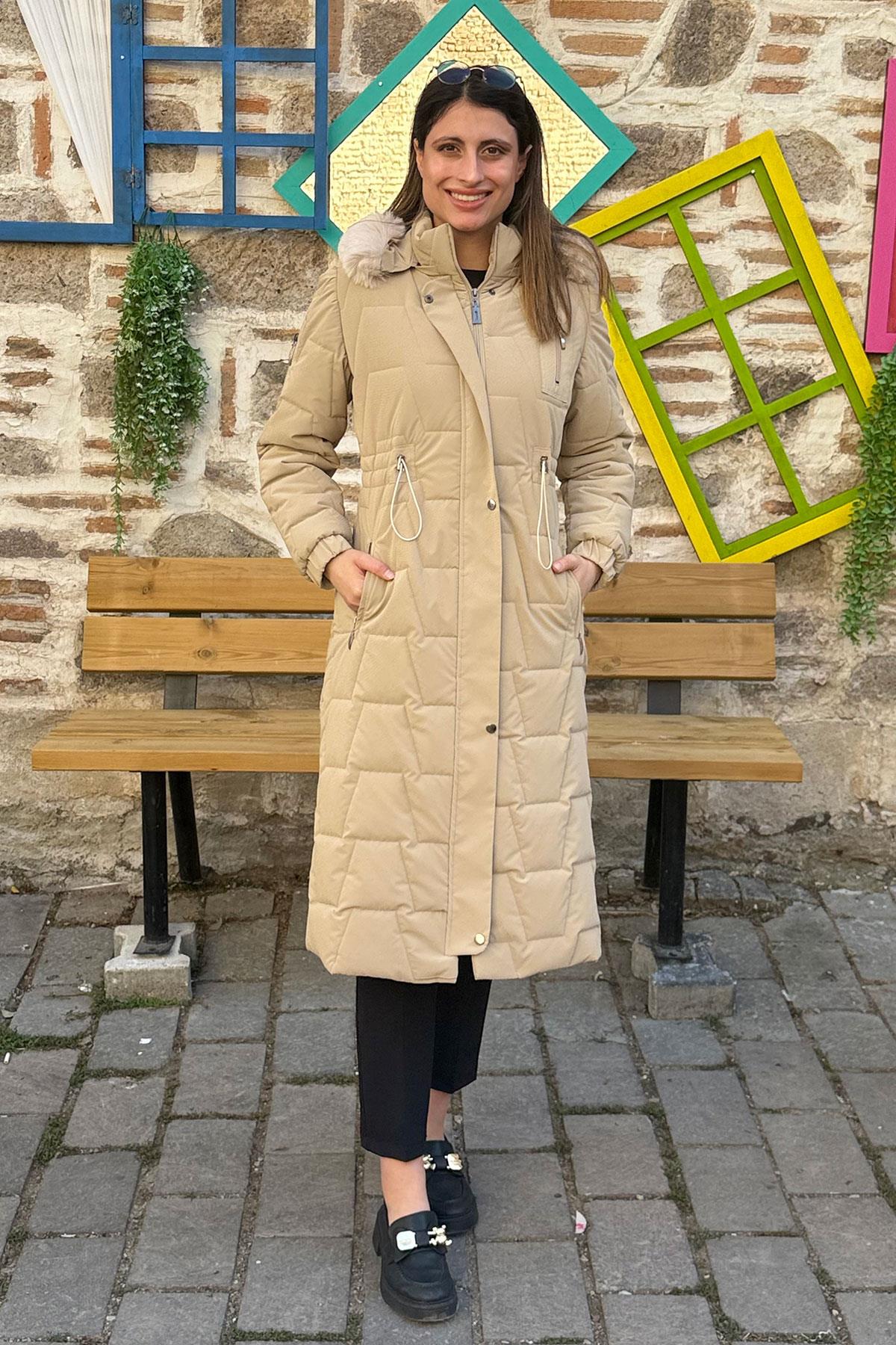 Cosmo Vazo Desen Belden Büzgülü Kaban - BEJ