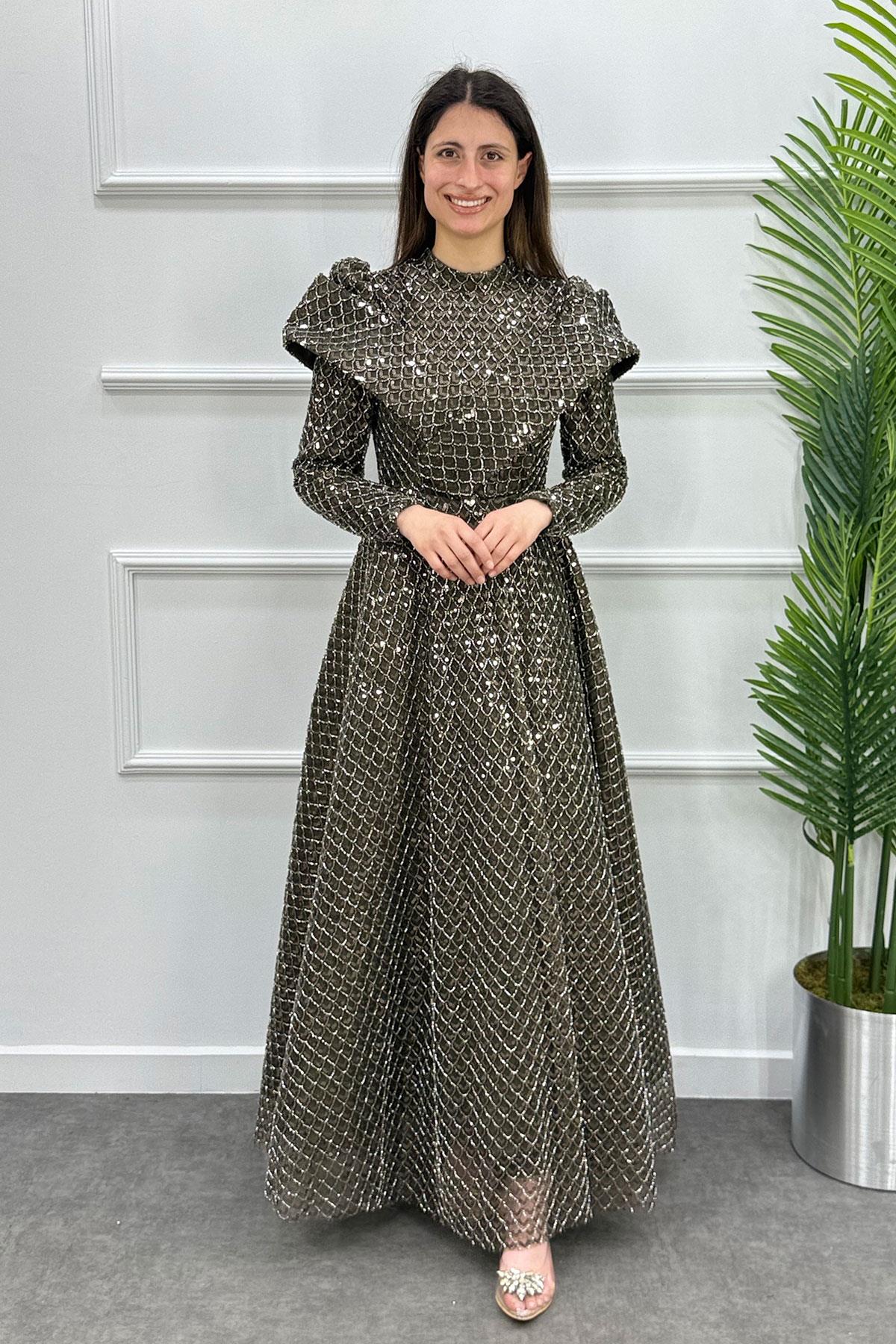 Gala Tesettür Abiye - HAKİ