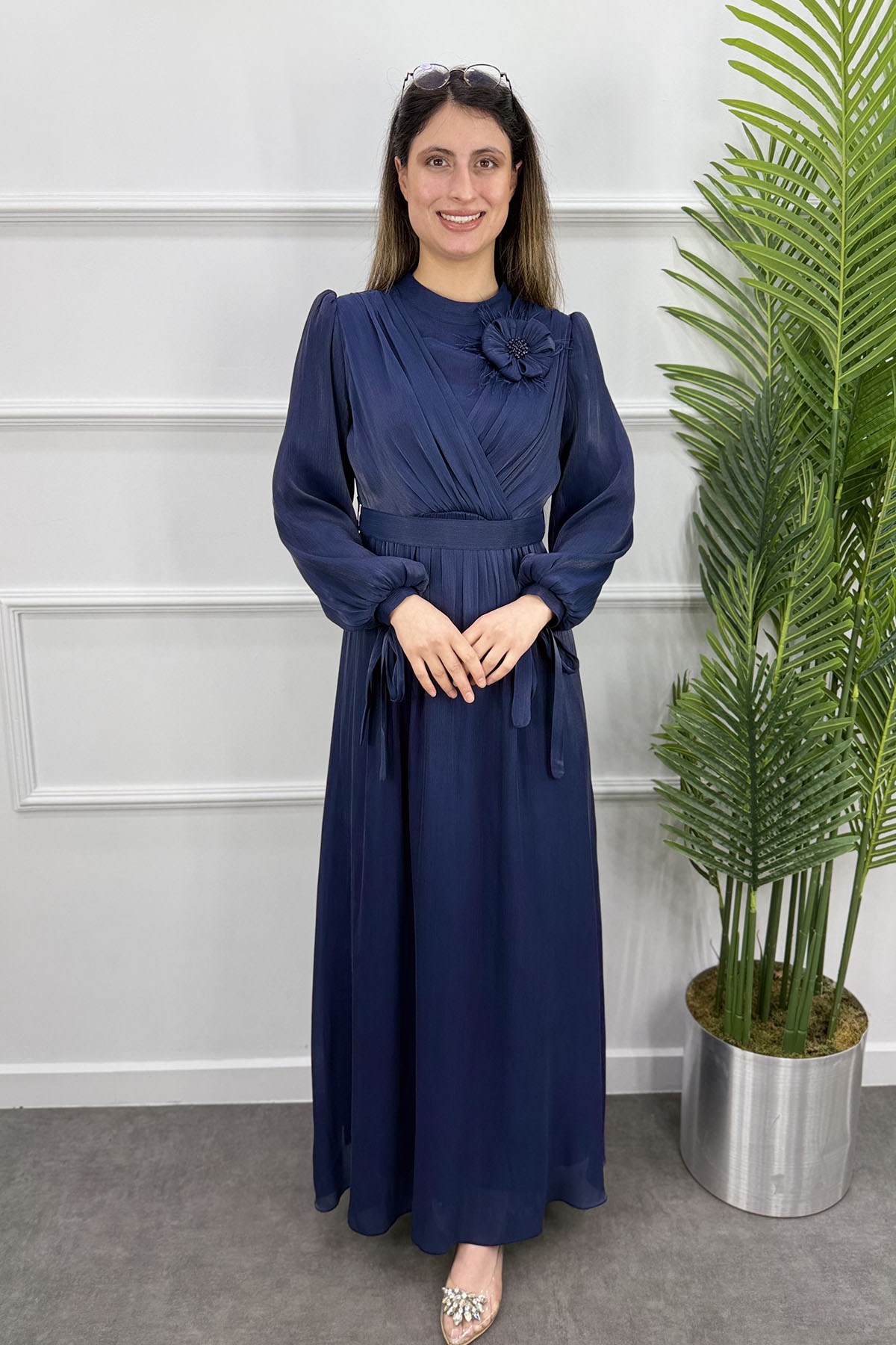 Güldefne Tesettür Abiye - LACİVERT