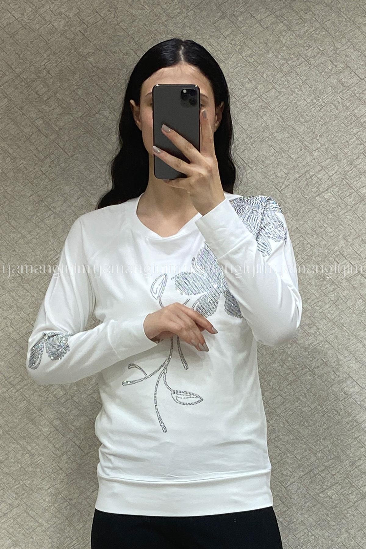 Kadın Penye Bluz 1718 (Spor Kalıp) - EKRU