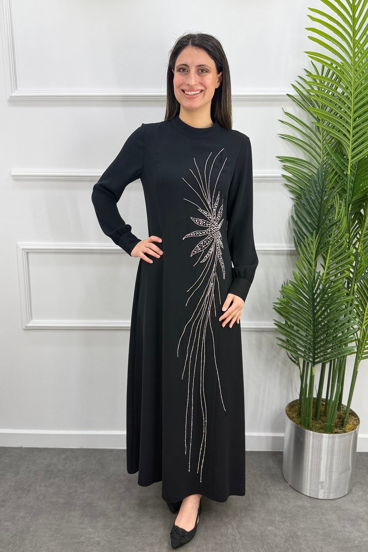 Miray Tesettür Elbise - SİYAH