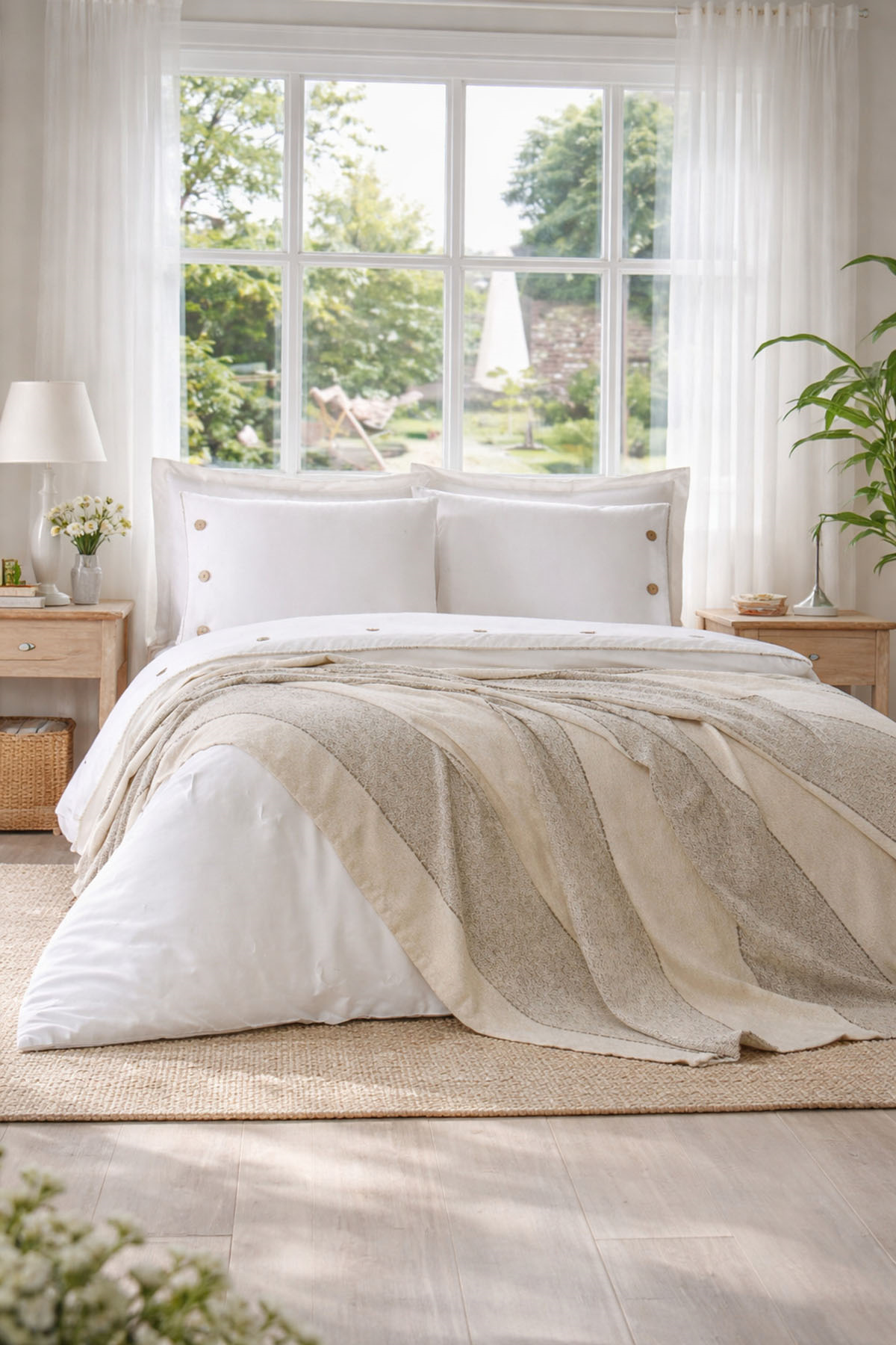 Özdilek Calais Pikeli Gelin Seti (7 Parça) - KREM