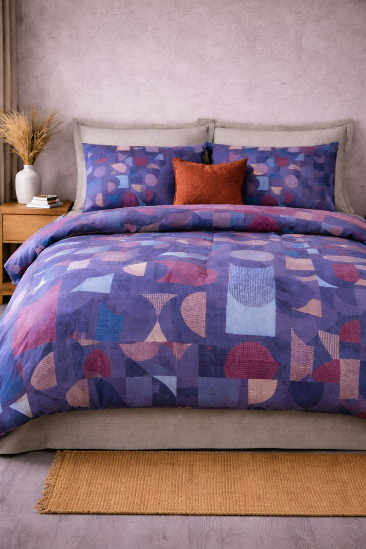 Özdilek Colored Shape Çift Kişilik Soft Life Saten Nevresim Takımı - LACİVERT