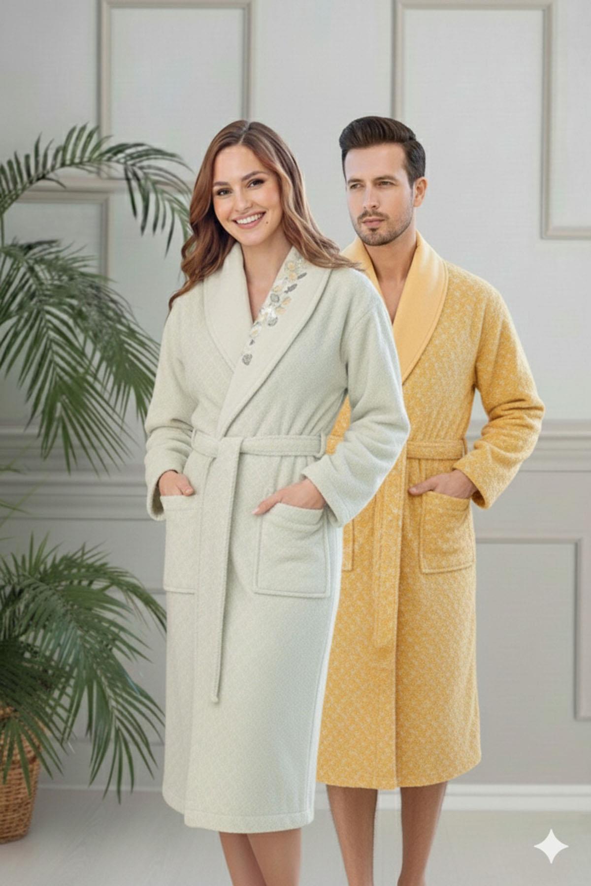 Özdilek Daffodil Aile Bornoz Seti-Yeşil-Hardal