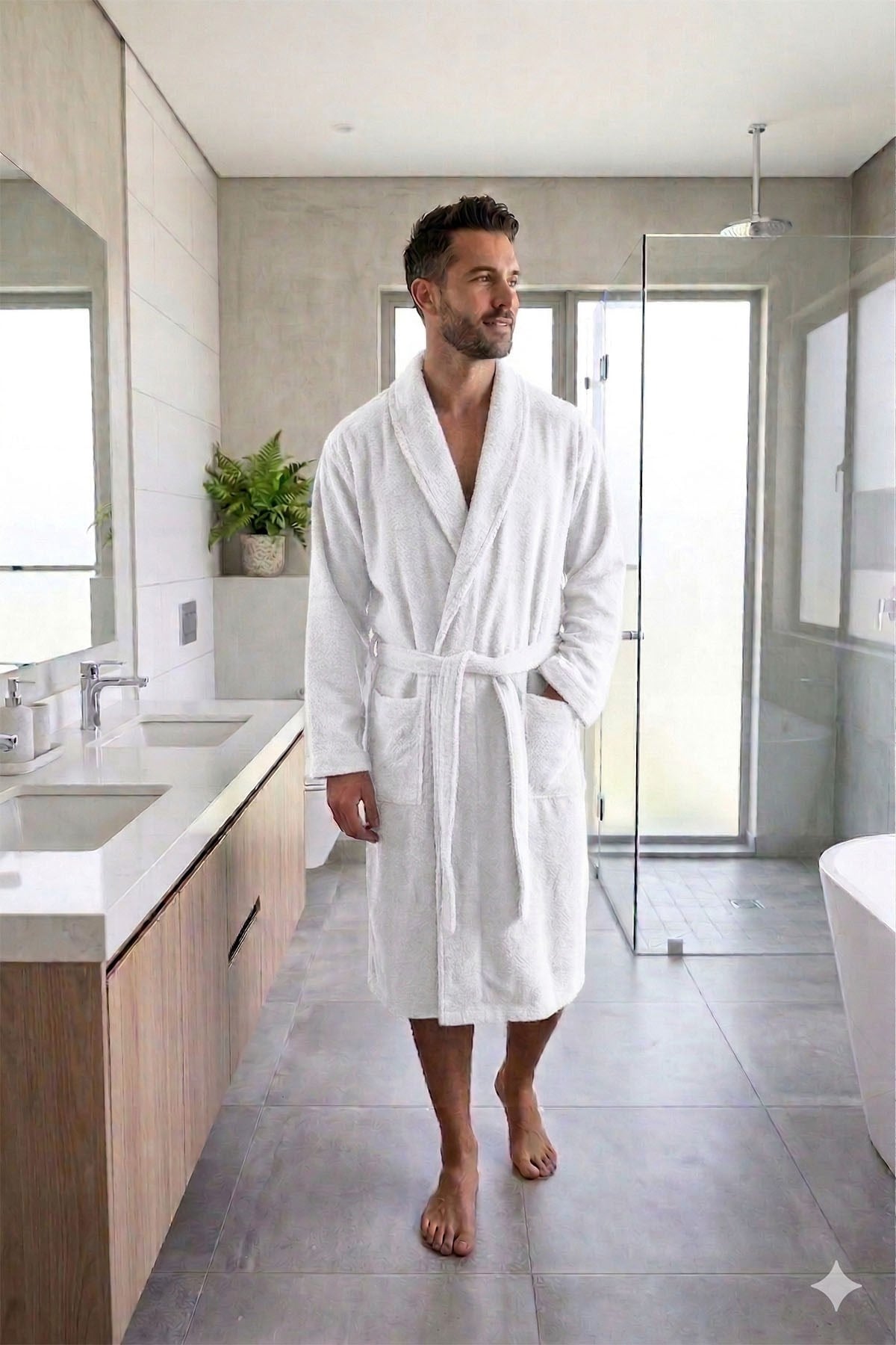 Özdilek Kadın/Erkek Unisex Bornoz - BEYAZ